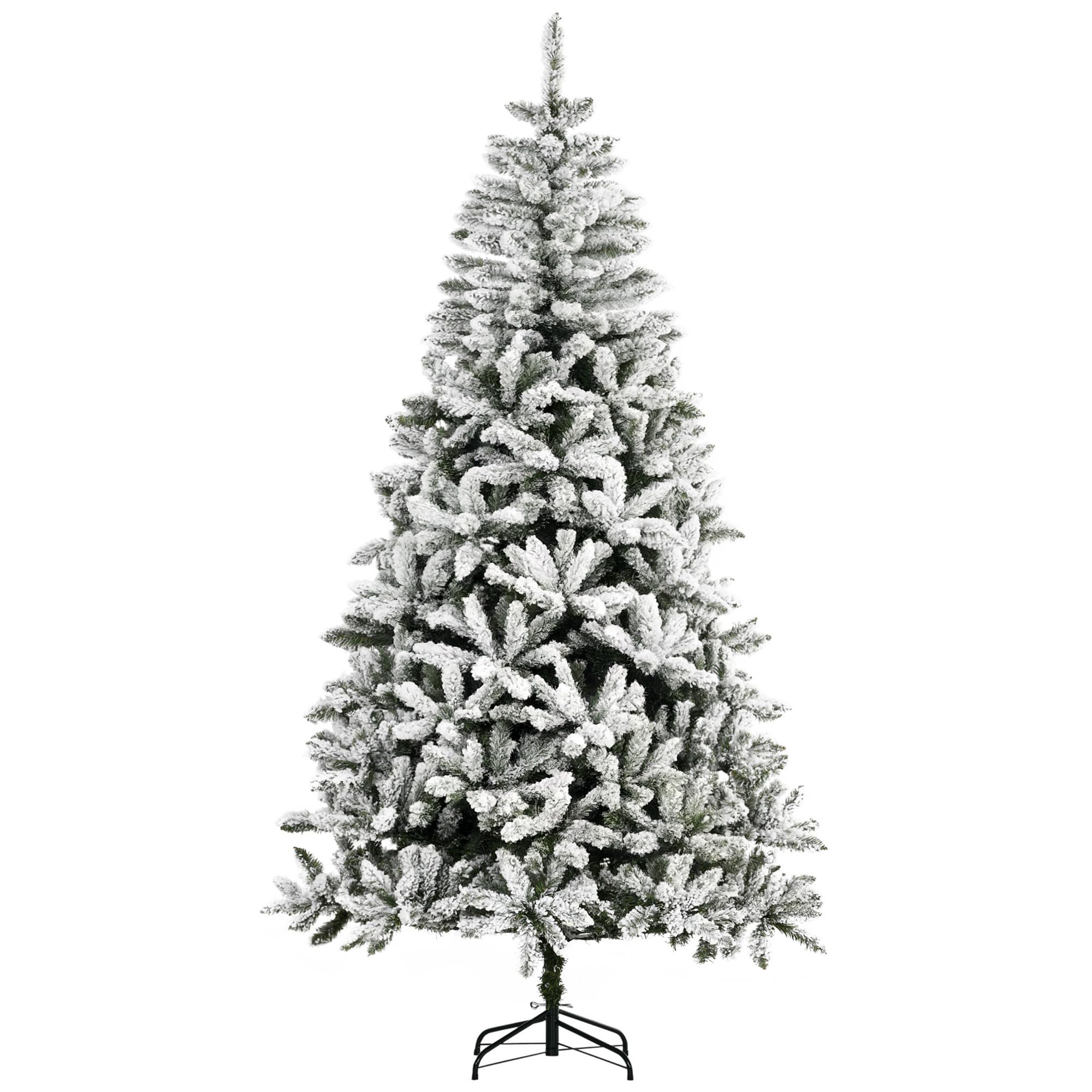 HOMCOM 7.5 Foot Artificial Christmas Tree, Nordic Pine Hinged Xmas Tree with 1218 Realistic Branches, Wide Steel Base, Auto Open, Green