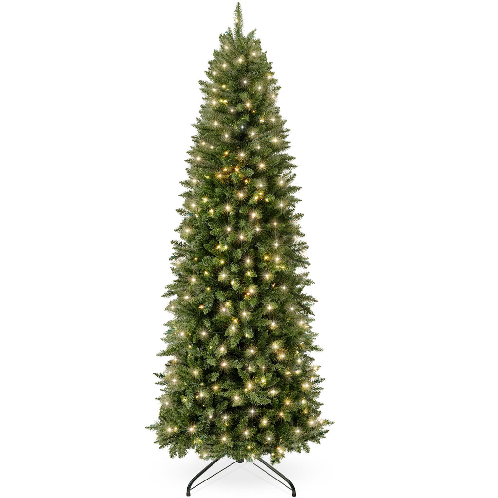 Best Choice Products Prelit Pencil Christmas Tree, 6ft Premium Artificial Tree, Realistic Lighted Spruce Holiday Decor w/Warm White Lights, Base
