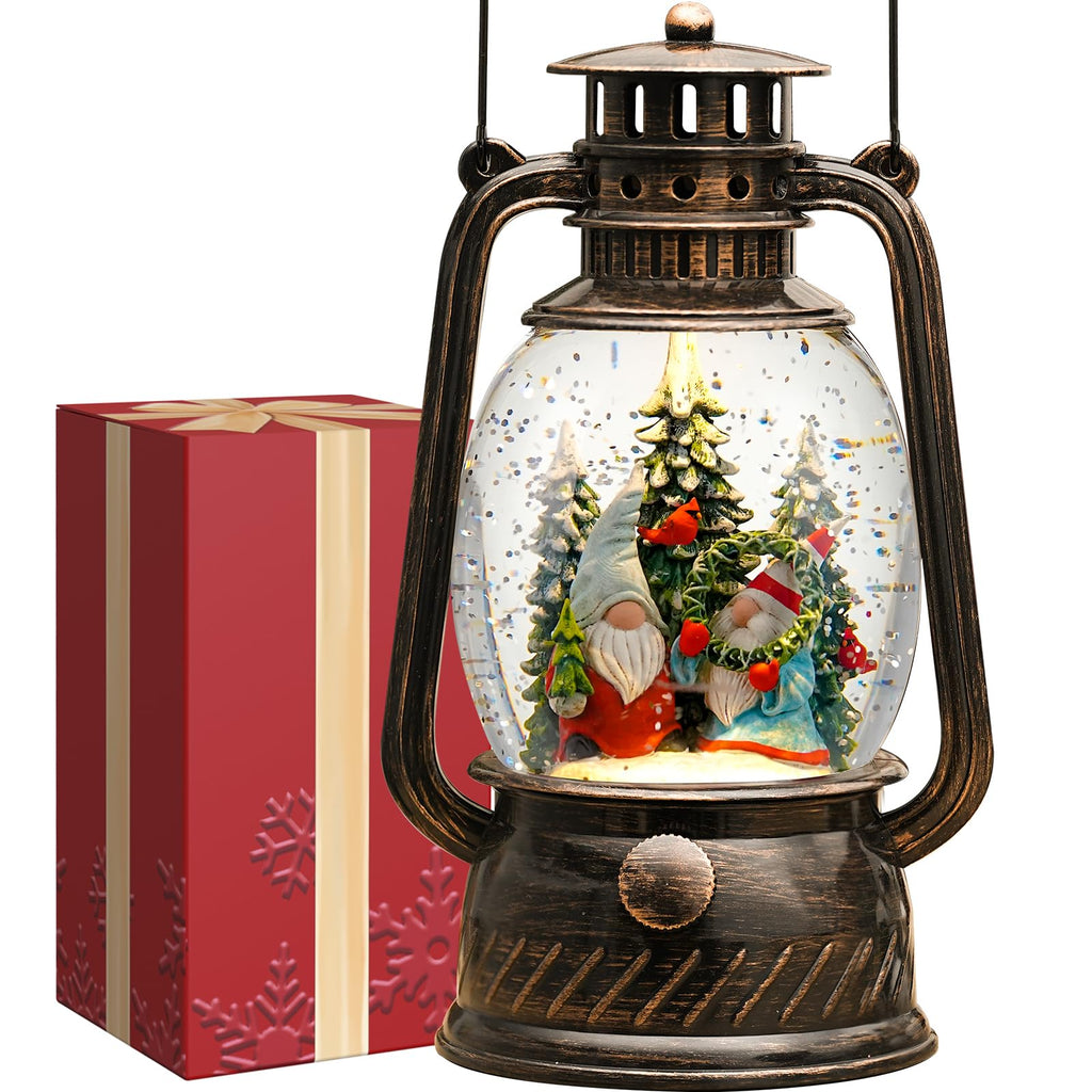 Snow Globe Christmas Decorations Indoor, Santa Claus Lighted Musical Christmas Snow Globes Lantern with Glitter & 6H Timer, Santa Claus Christmas Decorations for Home
