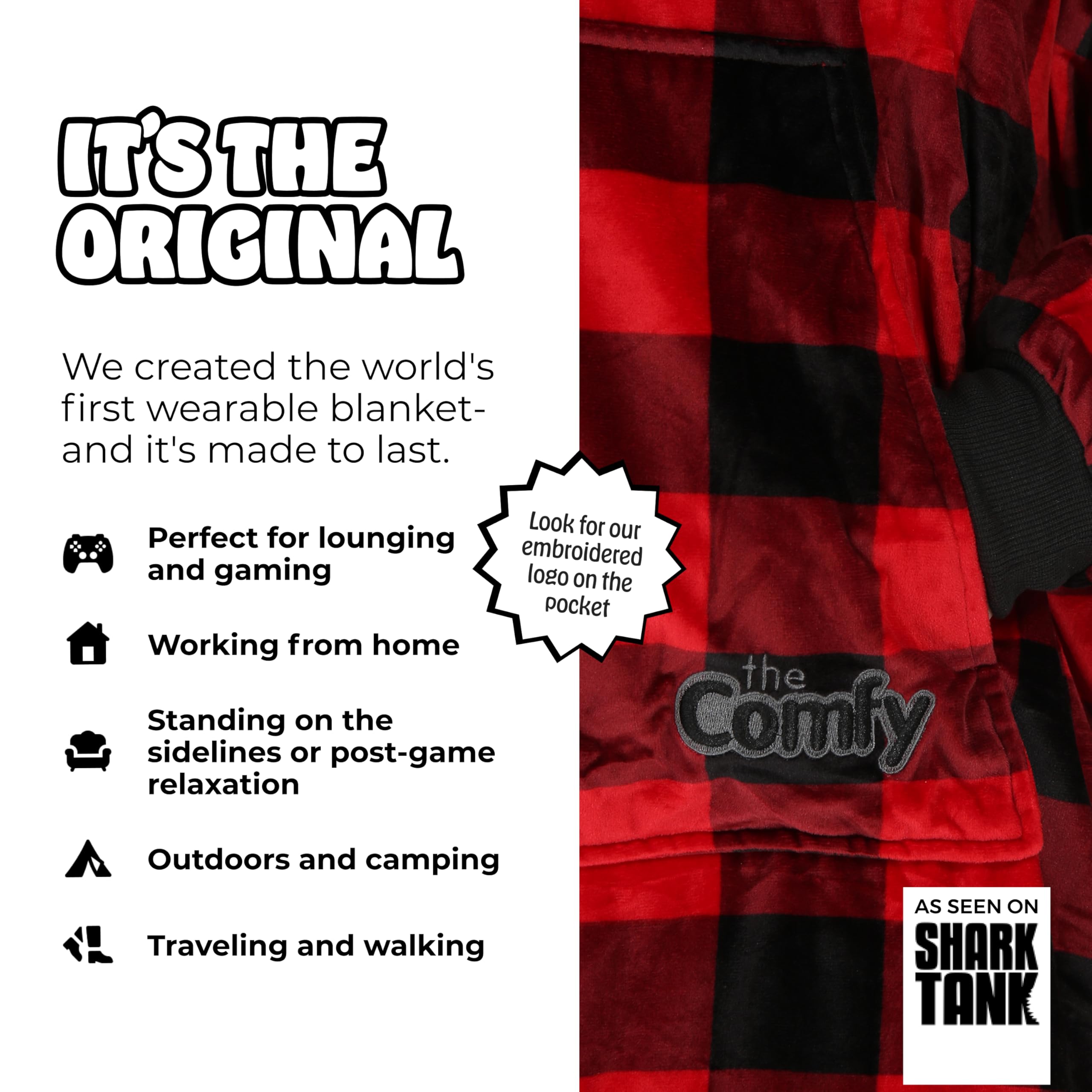 THE COMFY Original | From Shark Tank | Patented | Oversized Sherpa Wearable Blanket Hoodie| Gift for Women & Men | One Size