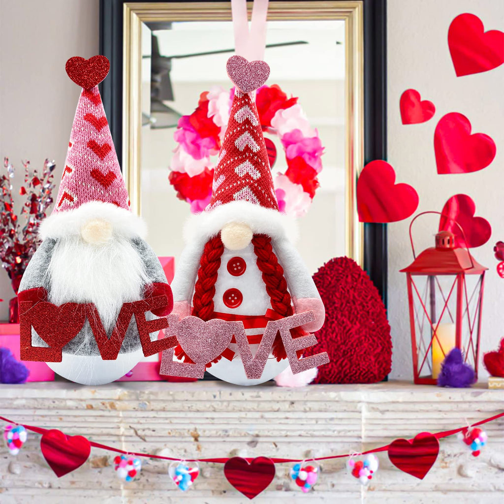 Valentines Day Decor - Valentines Day Decorations - Valentine Couple Gnomes Decorations for Home, Office - Valentine's Gifts for Her, Wife, Women, Girlfriend - Romantic Anniversary Vday Wedding Gift