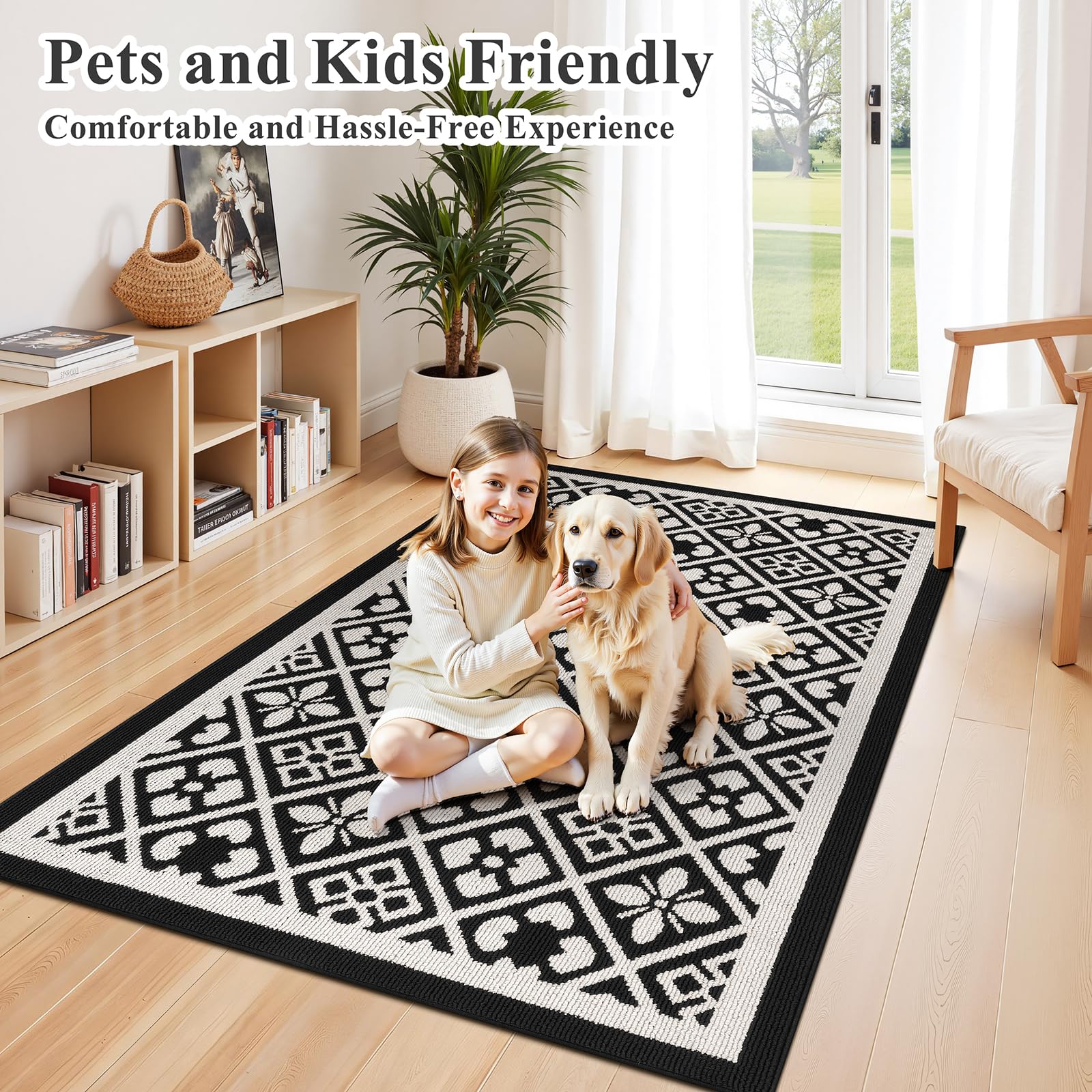 Ileading Christmas Entrance Door Mat, Absorbent Dog Mats for Muddy Paws, Low-Profile Small Red Xmas Decor Kitchen Runner Rug with Non-Slip Backing, Machine Washable Entryway Welcome Mat(Red 24"X36")