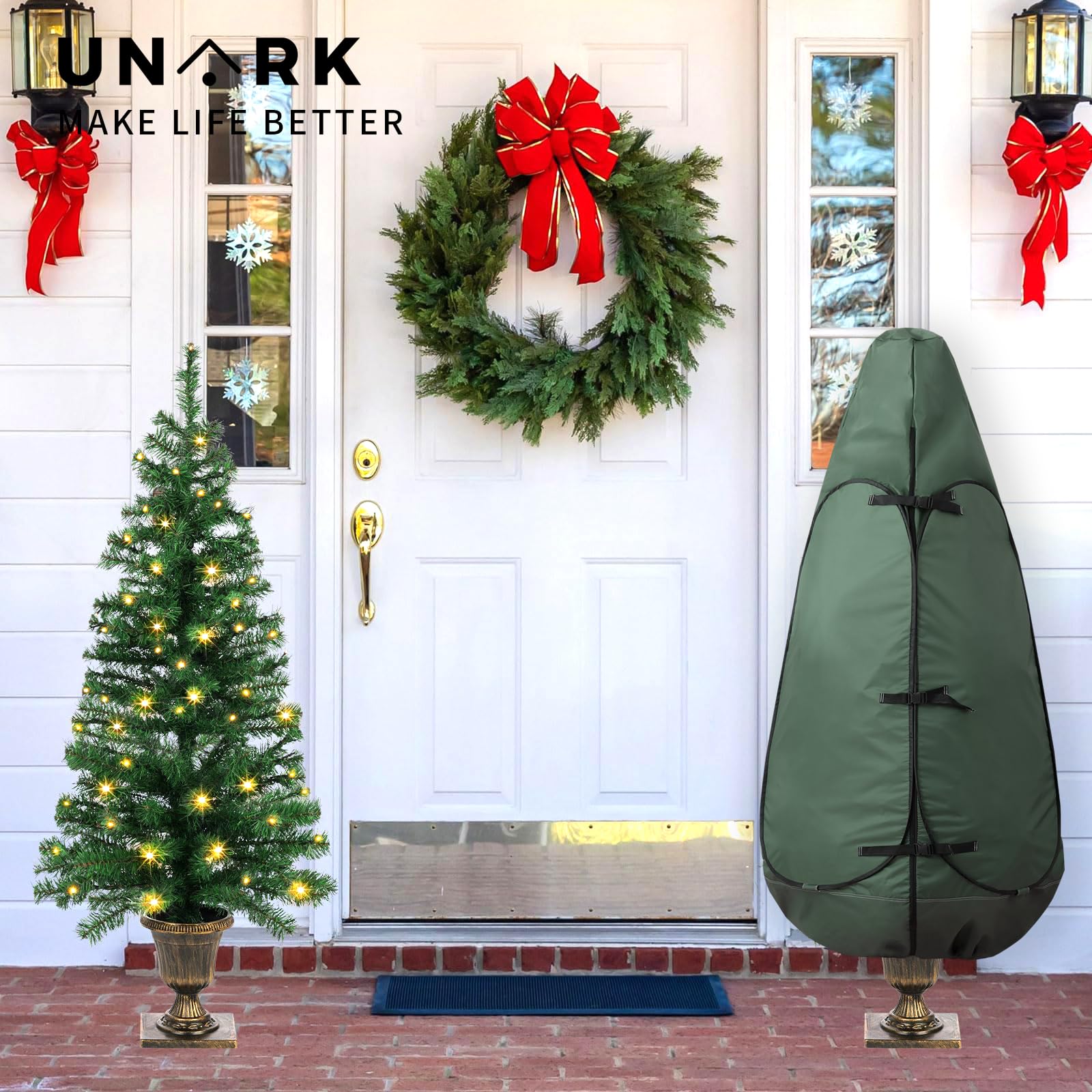 Upright Christmas Tree Storage Bag 7.5 Ft, Artificial Christmas Tree Storage Bag 6.5ft, Christmas Tree Cover for Upright Storage Fit 6 Ft / 6.5 Ft / 7 Ft / 7.5 Gray