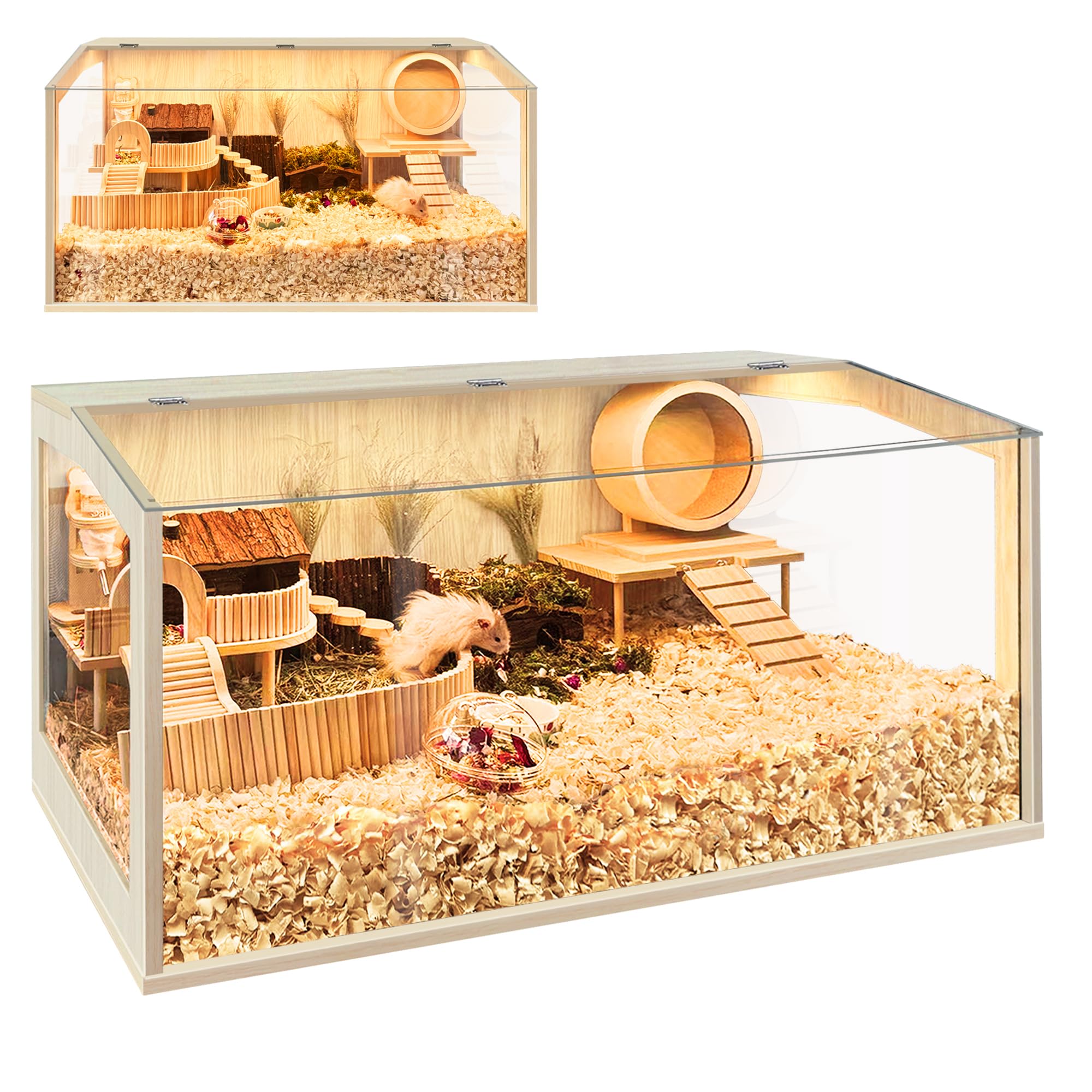 Hamster Cage Chewproof, Large Hamster Cages and Habitats, Openable Top with Acrylic Sheets, Solid Built