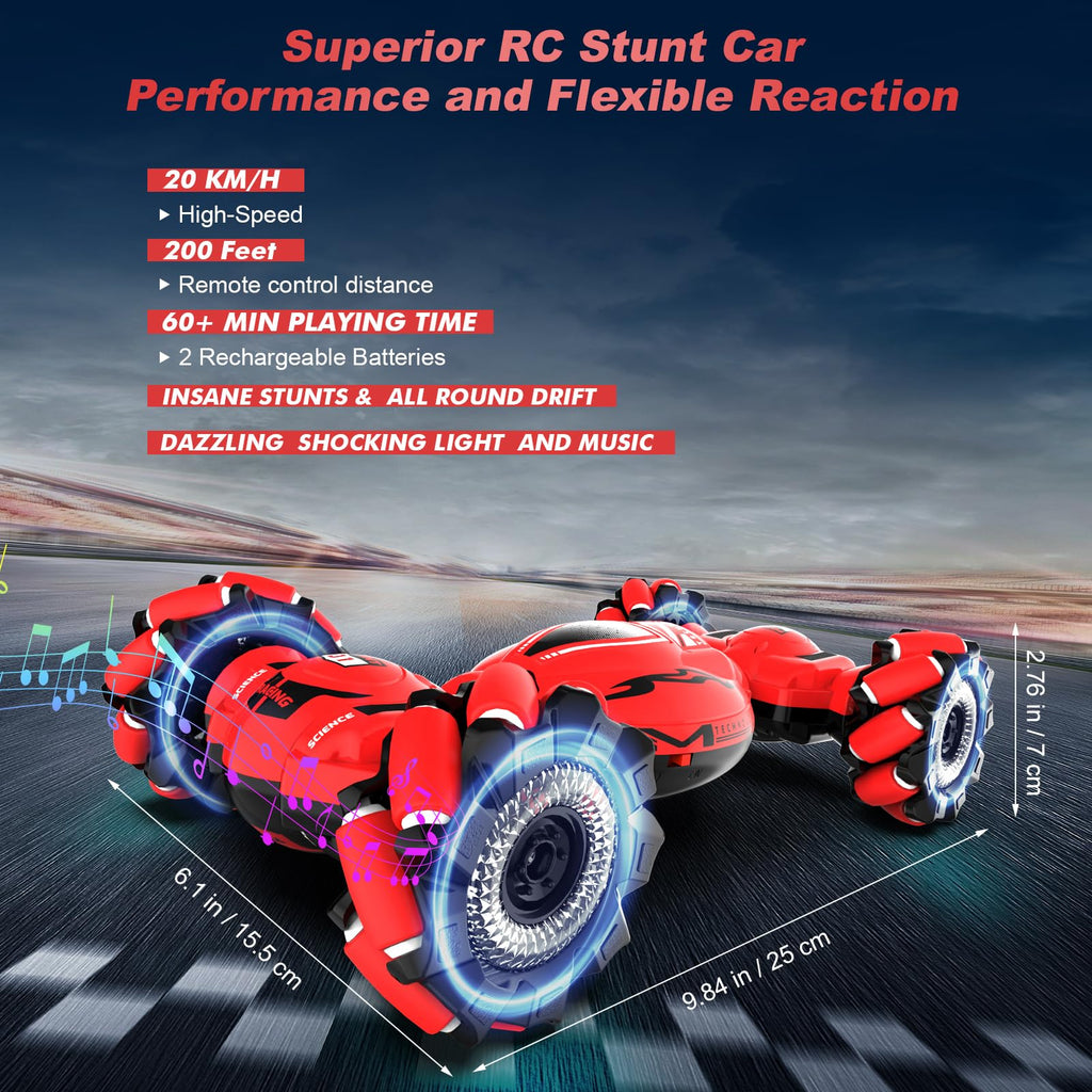Fosgoit Gesture Sensing RC Stunt Car - Toys for 6-12 Years Old Boys Girls, 4WD Remote Control Car, Hand Controlled Car with Lights Music, Cool Birthday Gifts for Kids Age 6 7 8 9 10 11 12 Years Old