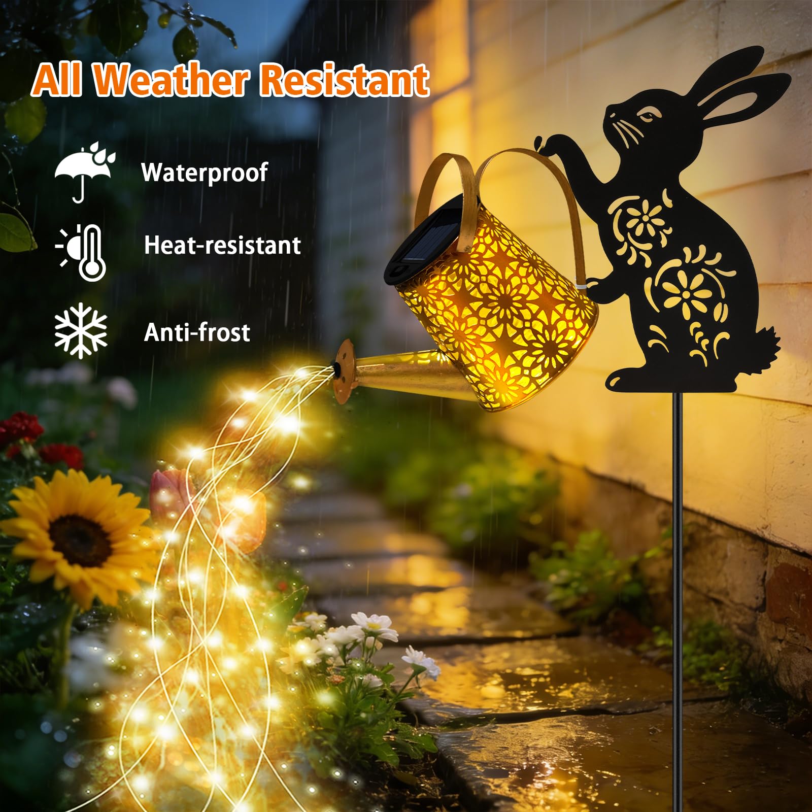 Solar Watering Can Lights, Cat Hanging Lantern Solar Lights Outdoor, Cat Lover Gifts for Mom Women Birthday Mother's Day Christmas, Waterproof Garden Decor Outside Patio Yard Pathway Backyard