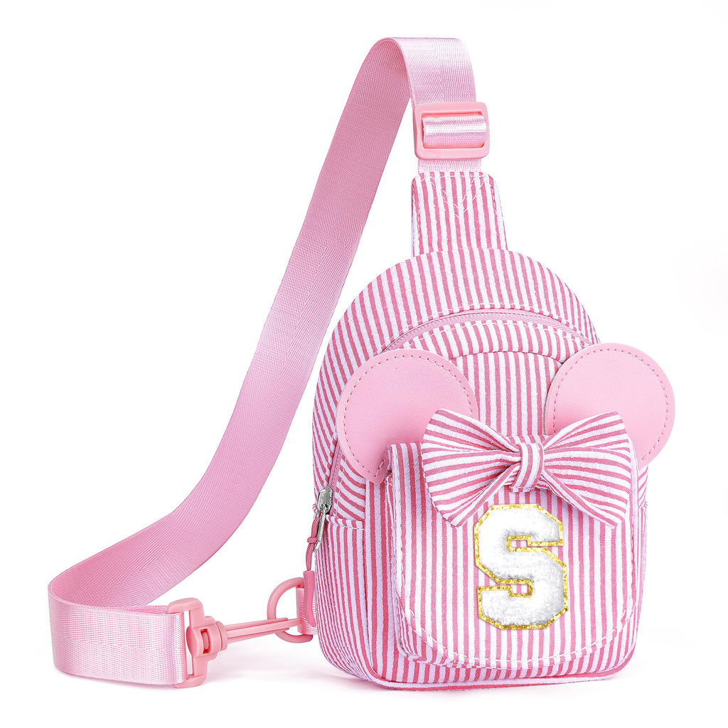 Birthday Gifts for Girls Kids, Personalized Small Initial Pink Sling Bag for Kid Girls | Small Initial Monogram Fanny Packs Crossbody Bag Purse for Girl Kid Year Old Birthday Gifts (Pink A)