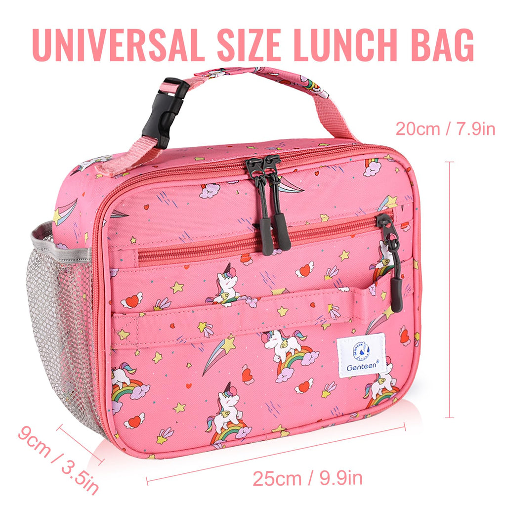 Genteen Lunch Box Kids, Insulated Lunch Bag Kids Boys Girls Back to School, Soft Lunch Box for Men Reusable Lunchbox for Office,Outdoor,School (Black)