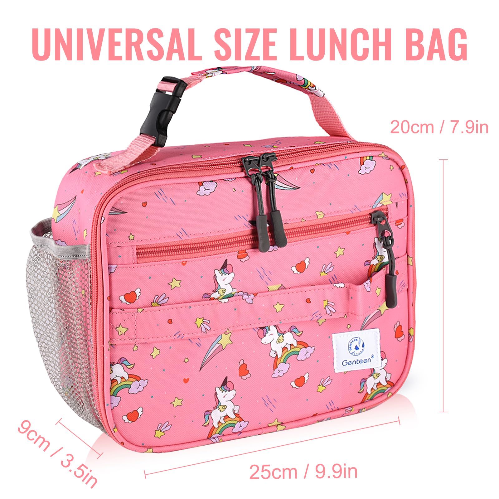 Genteen Lunch Box Kids, Insulated Lunch Bag Kids Boys Girls Back to School, Soft Lunch Box for Men Reusable Lunchbox for Office,Outdoor,School (Black)