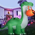 Kendane 10FT Halloween Inflatable Huge Dinosaur Decorations Outdoor, Blow Up Yard Decorations Built-in LED Lights,Halloween Party Decorations with Witch Hat and Pumpkin,for Garden/Lawn.