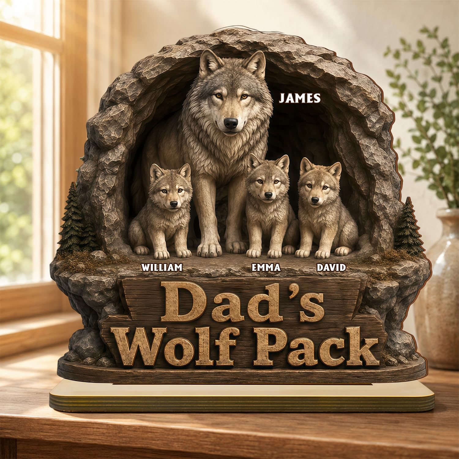 Personalized Fist Bump Dad and Kids Name Wooden Plaque, Custom Fathers Day Plaque for Dad Grandpa, Customized Sign Decorations for Daddy, Grandpa, Heartfelt Father's Day Birthday Gifts for Husband