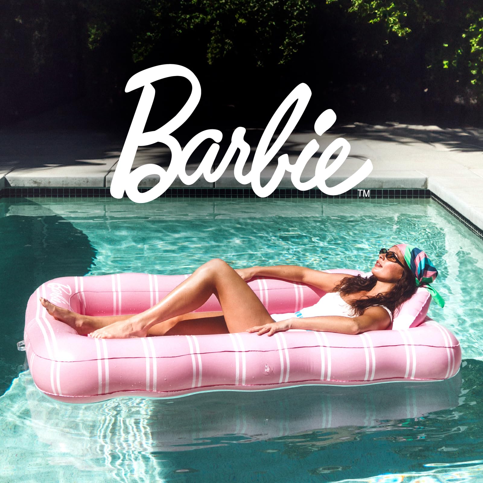 FUNBOY Tanning Pool Lounger Float, XL 72'' x 48'' Pool Float with Custom Pillow and Large Cup Holder, Perfect for Pool or Backyard.
