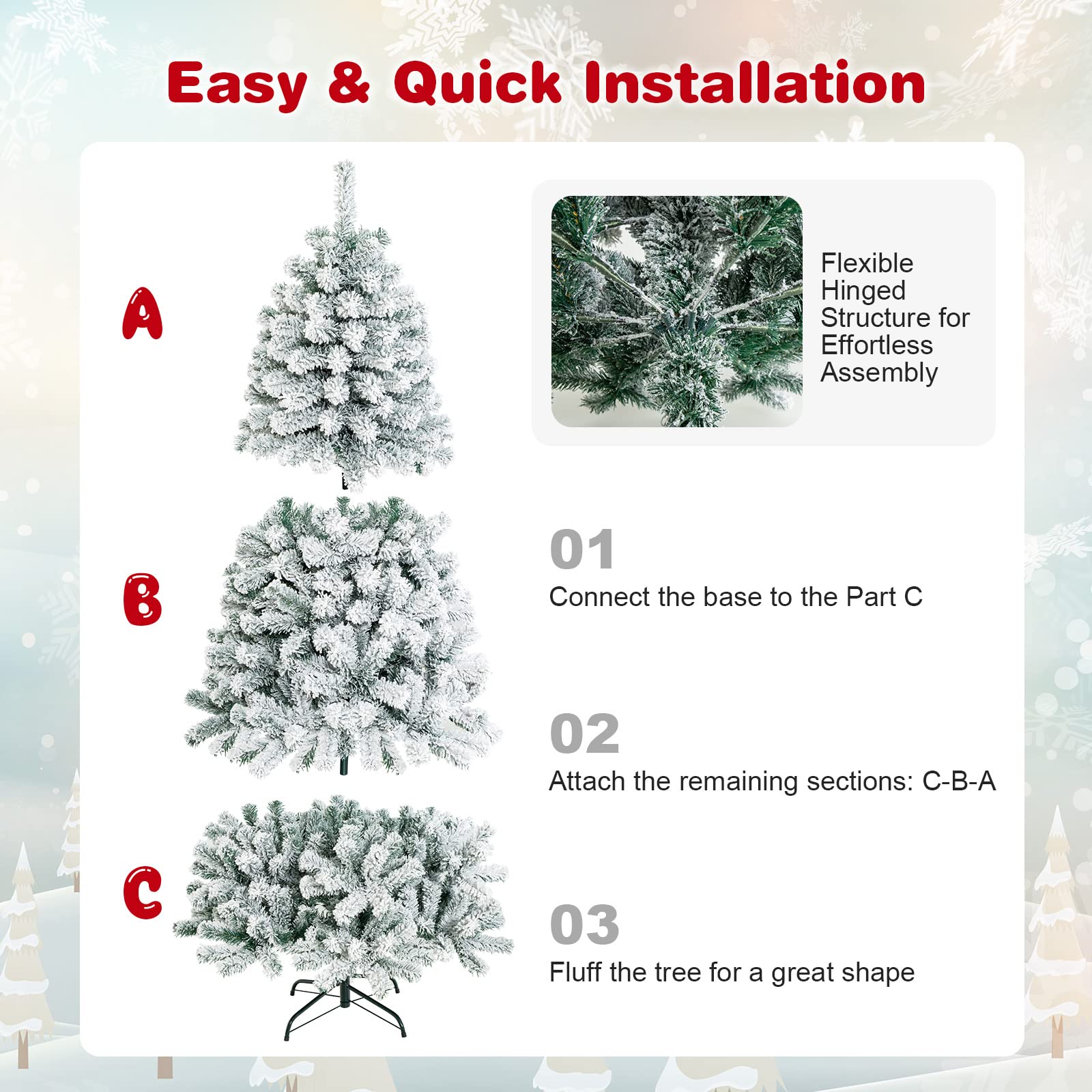 Goplus 7FT Pre-Lit Artificial Christmas Tree Auto-Spread/Close up Branches 11 Flash Modes with Multicolored 400 LED Lights & Metal Stand