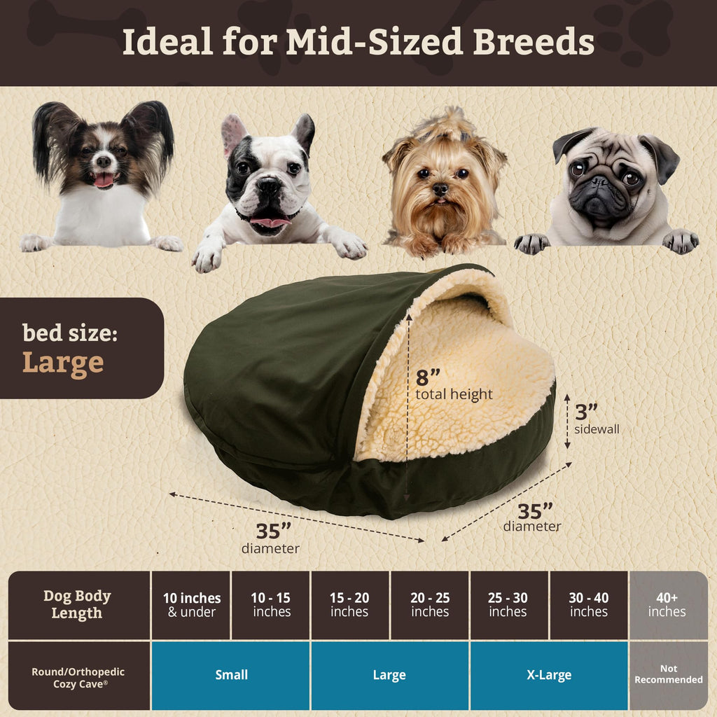 Snoozer Cozy Cave Dog Bed - Indoor Dog Bed with Cover Cave, Covered Calming Burrow for Small Sized Pets with Blanket Attached, Enclosed, Removable Washable Cover - Small, Navy