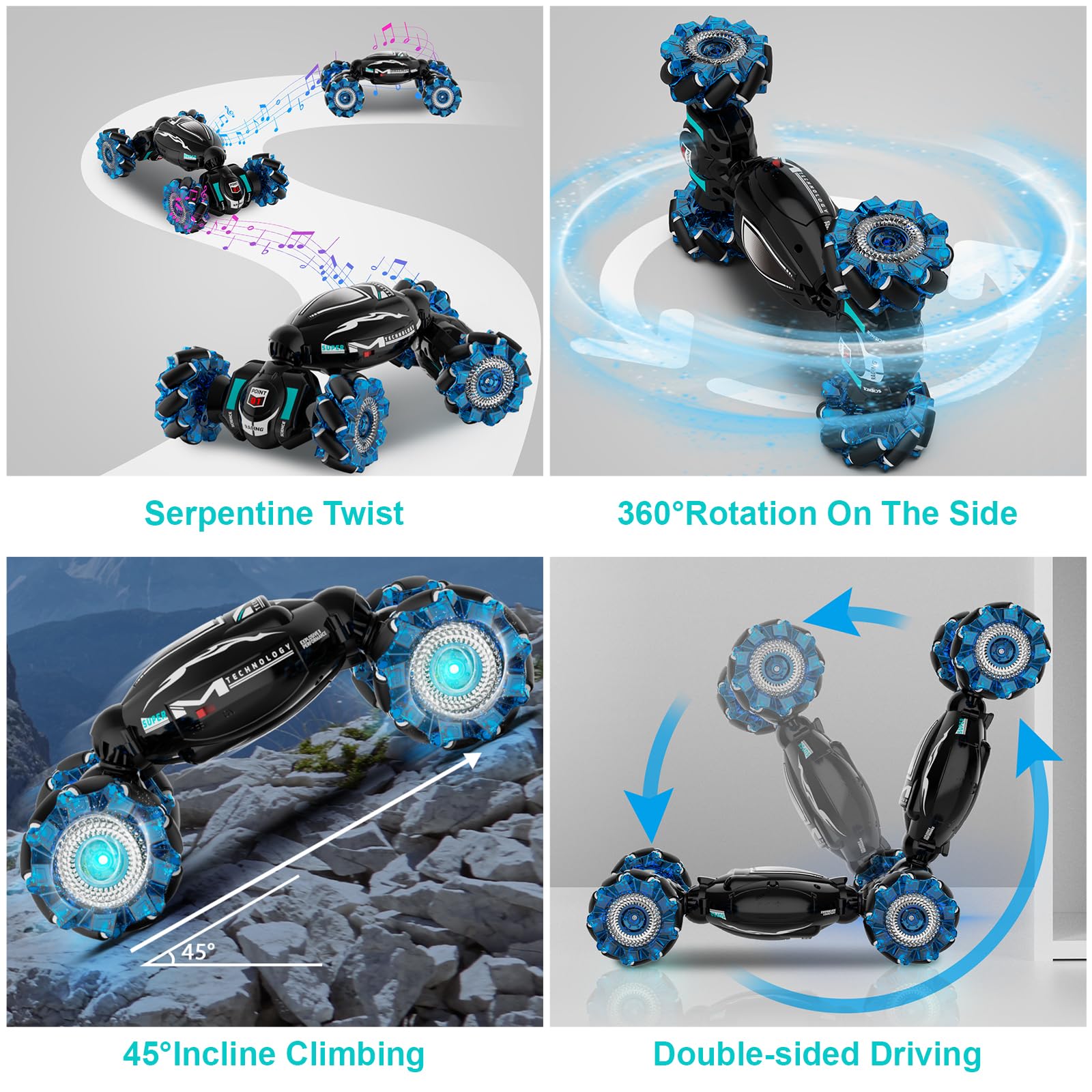 Fosgoit Gesture Sensing RC Stunt Car - Toys for 6-12 Years Old Boys Girls, 4WD Remote Control Car, Hand Controlled Car with Lights Music, Cool Birthday Gifts for Kids Age 6 7 8 9 10 11 12 Years Old