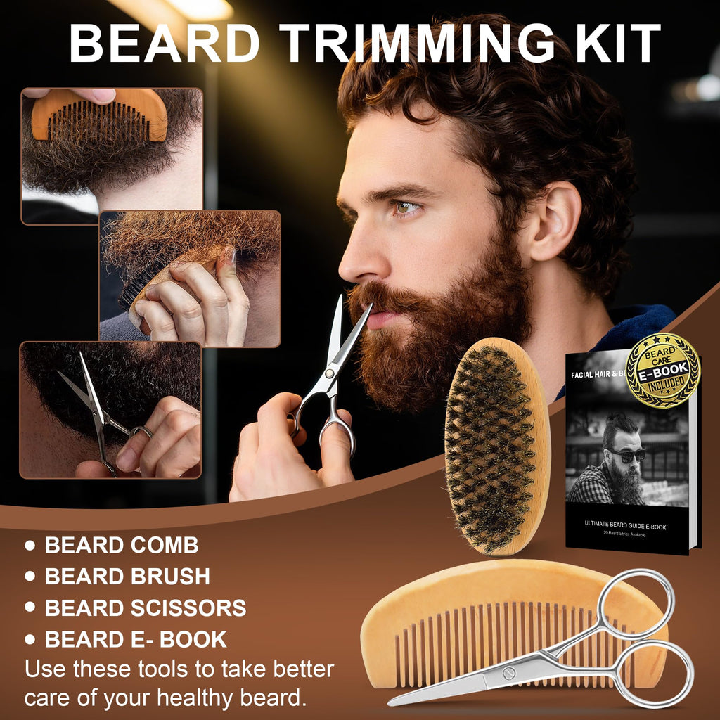 XIKEZAN Fathers Day Gifts for Dad Husband,Beard Kit for Men Grooming & Care w/Beard Conditioner, Wash,Oil,Balm,Birthday Valentines Easter Gifts for Mens Him Boyfriend Christmas Stocking Stuffers