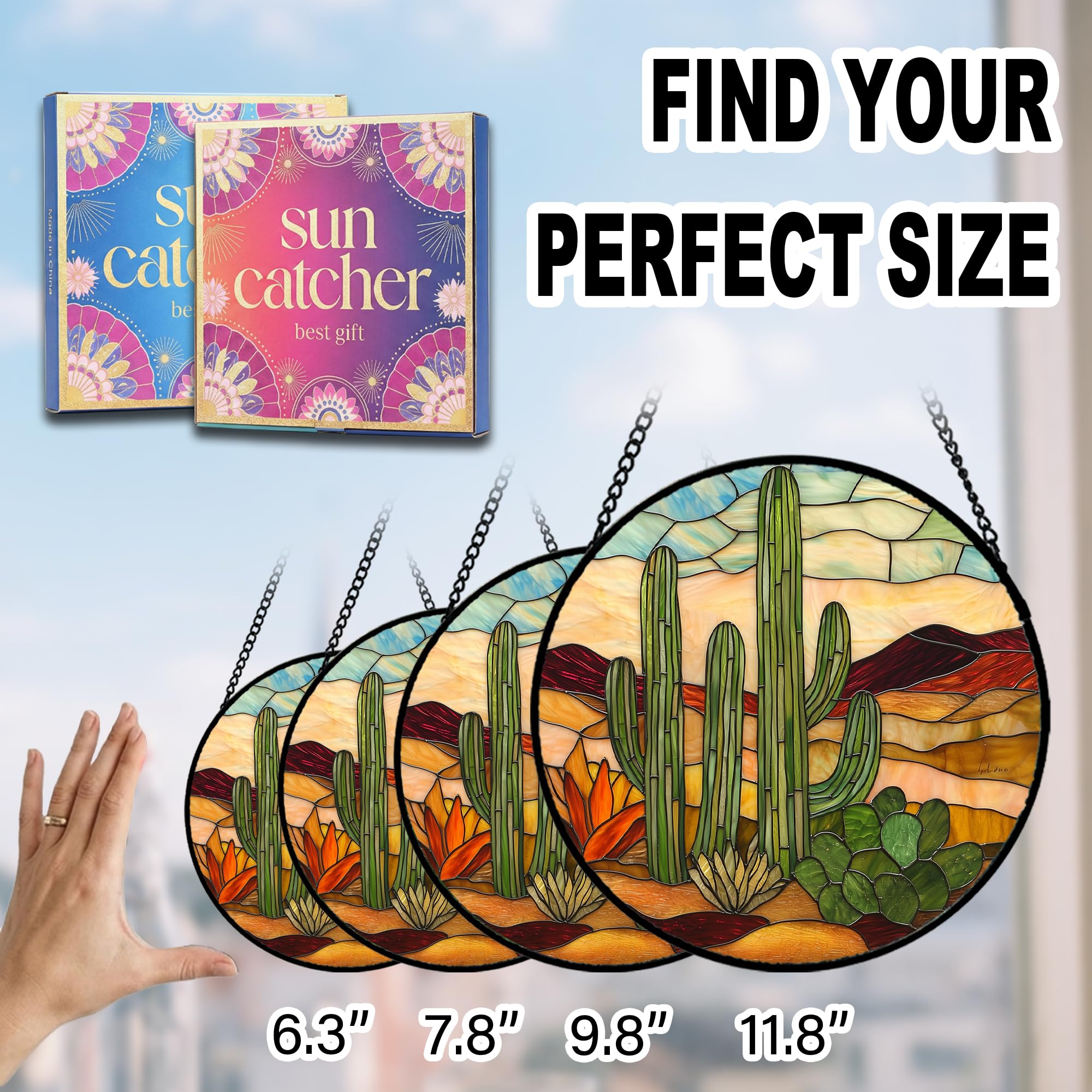 Birthday Gifts for Women - Beach Shell Faux Stained Glass Window Hanging Sun Catcher for Door Garden Acrylic Ocean Decor Mother's Day Christmas for Mom Men Nana Grandma Sisters 6.3"