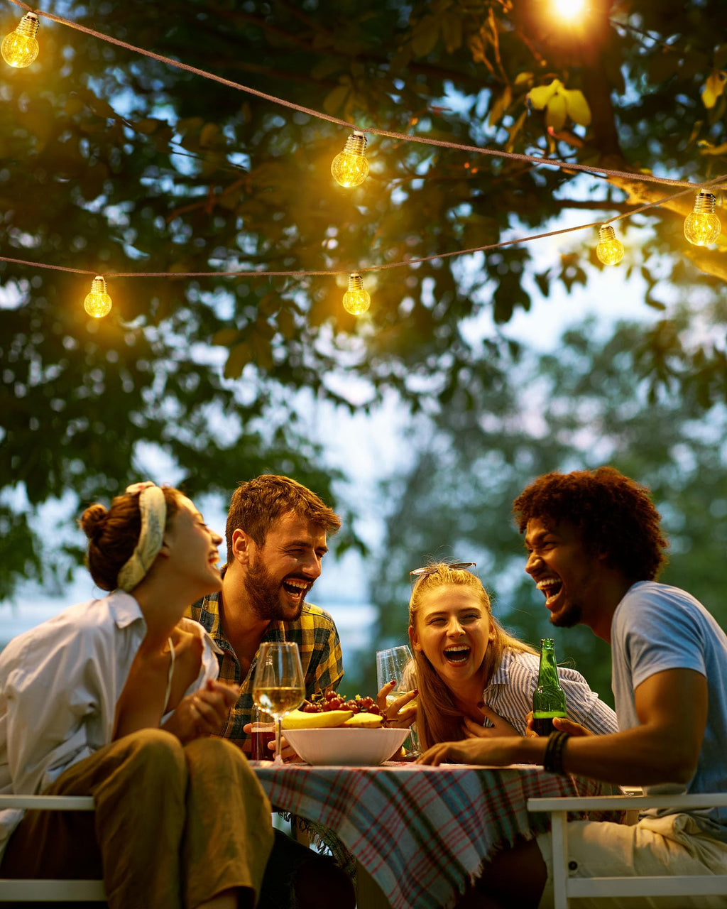 Brightown 58FT Solar String Lights Outdoor with Remote Cable Ties Hooks, 26 LED Shatterproof Bulbs, 3 Light Modes, Dimmer & Timer, Commercial Grade Patio Lights for Yard Balcony Pergola Party Decor