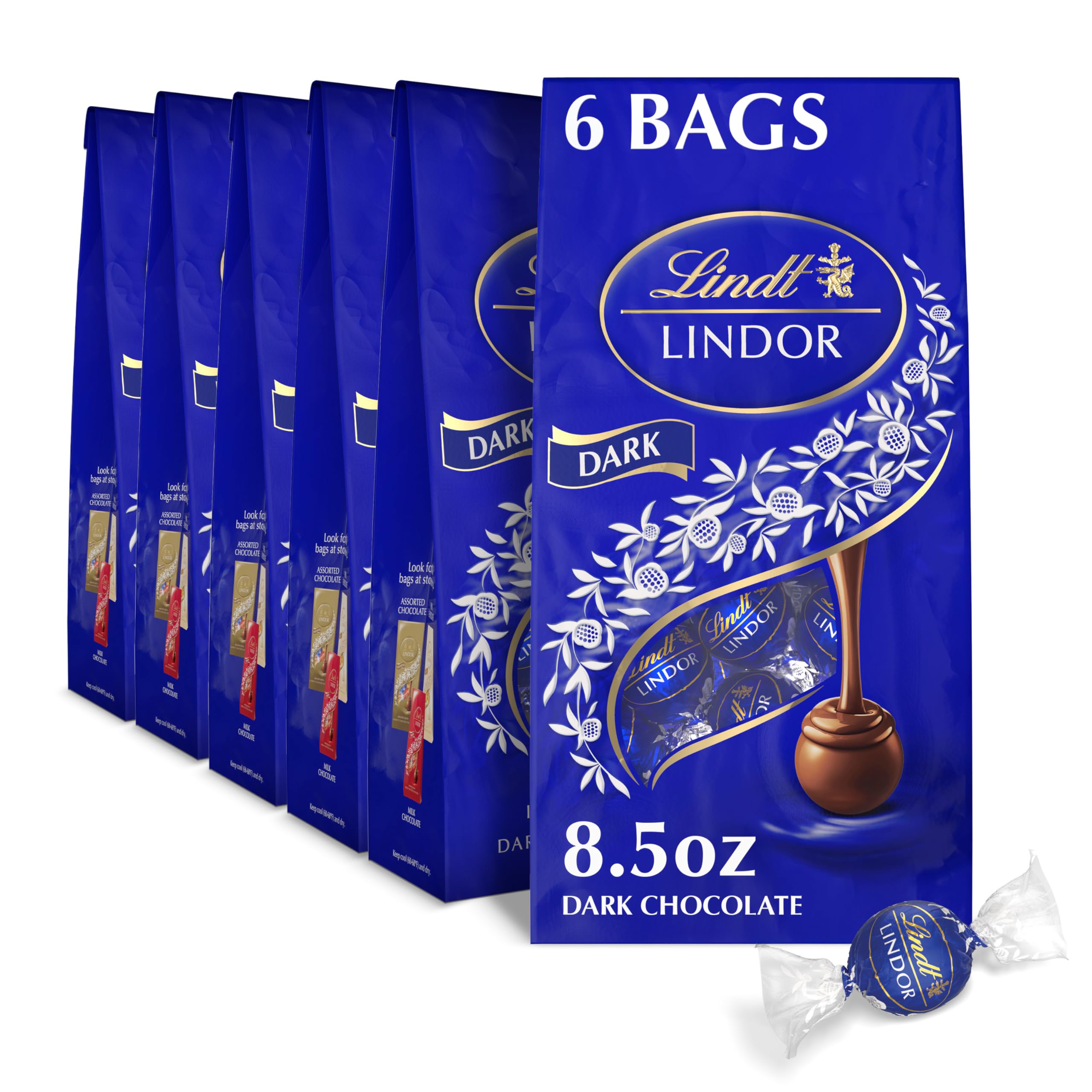 Lindt LINDOR Holiday Snickerdoodle White Chocolate Candy Truffles with Smooth, Melting Truffle Center, 8.5 oz. Bag