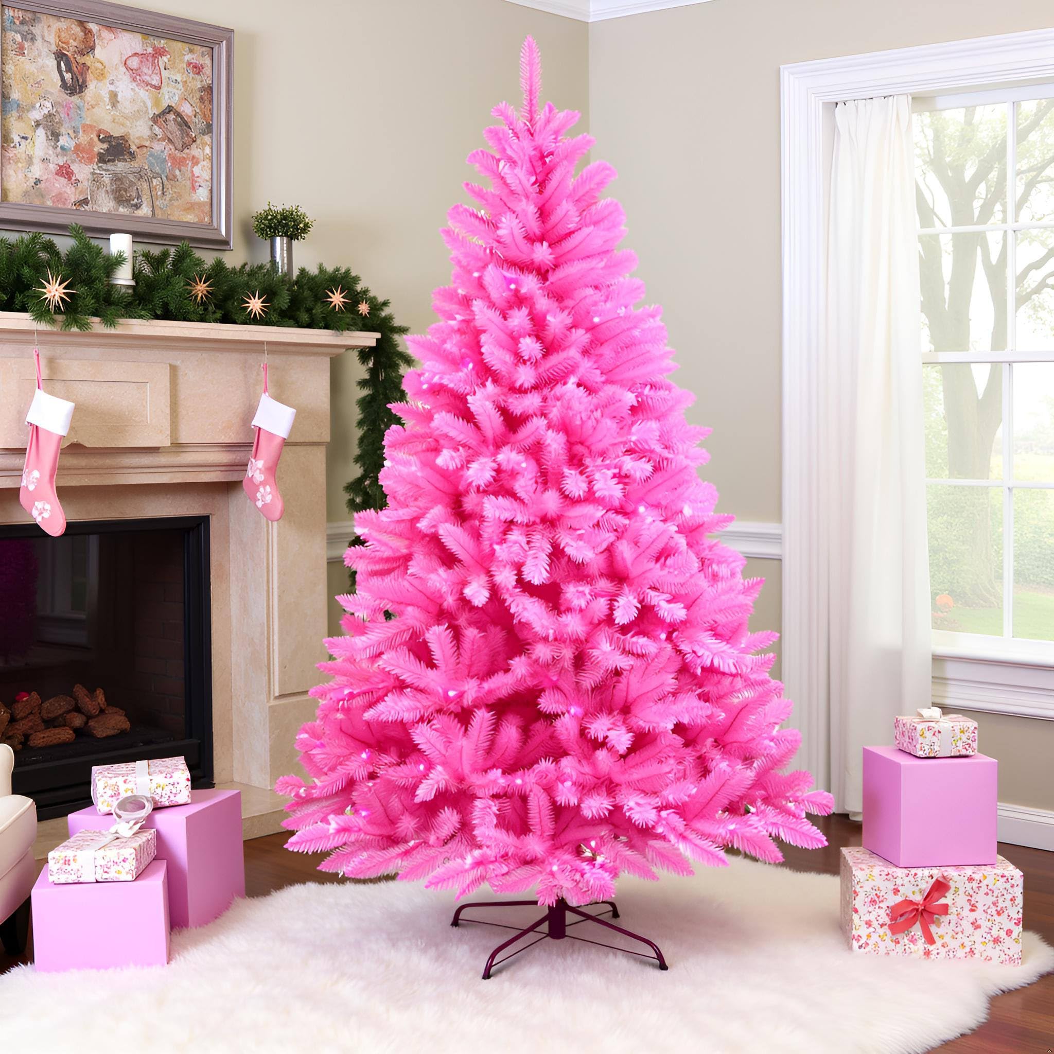 6.5ft Pre-lit Artificial Blue Christmas Tree with 300 LED Blue UL Listed String Lights (Blue)
