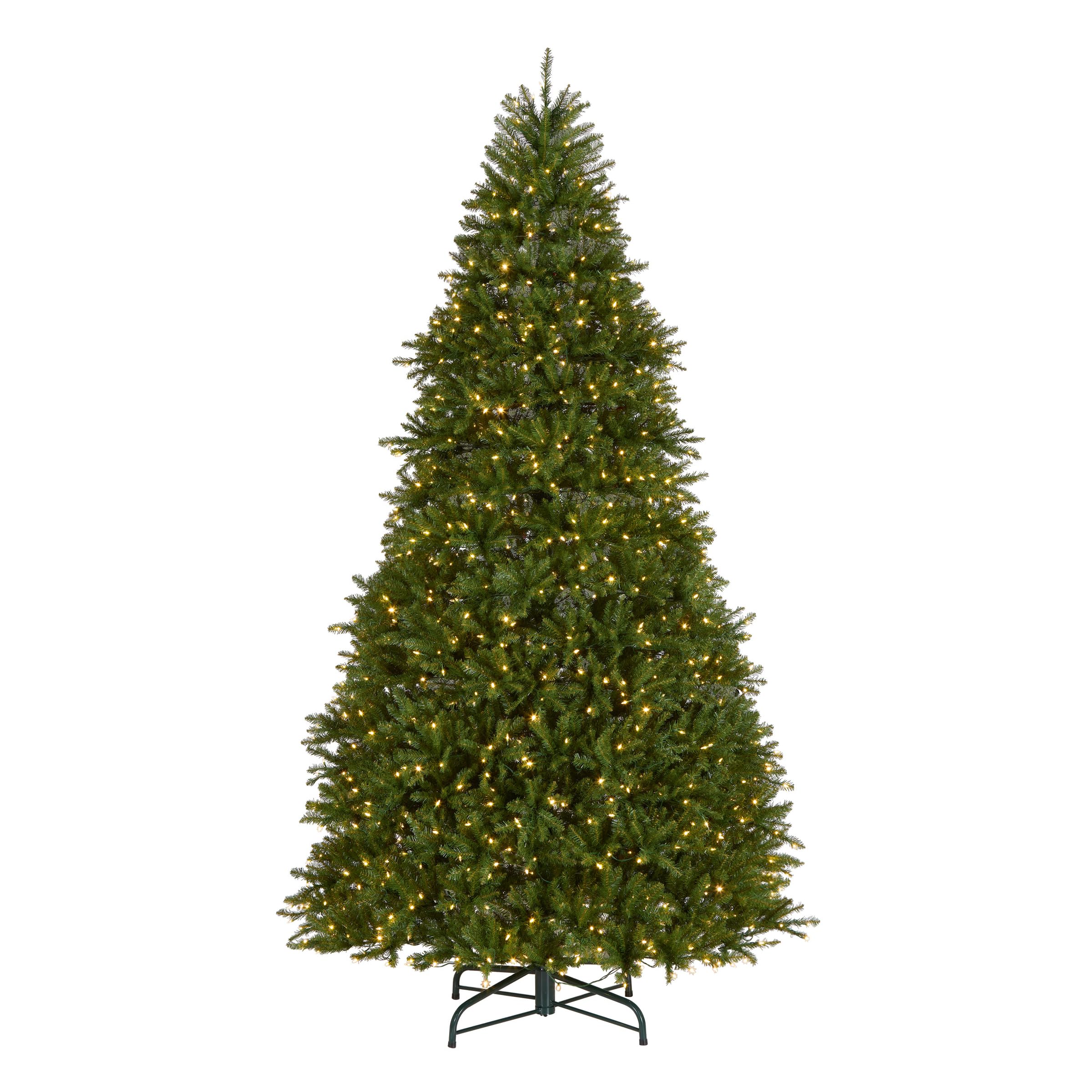 National Tree Company 7.5 ft Pre-Lit Dunhill Fir Artificial Christmas Tree, 700 LED Lights, 2,514 Tips, Foot Pedal, 10 Light Functions, Includes Stand, Green