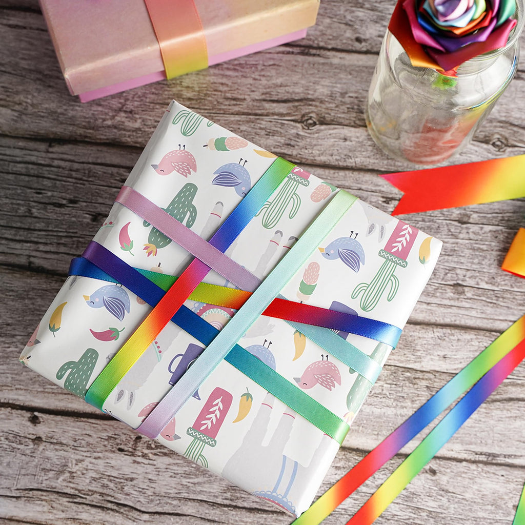 MEEDEE 3/8 Inch Satin Ribbon Set – 10 Rolls Rainbow Double Face Ribbon for Gift Wrapping, 5 Yards Each (Total 50 Yards), Decorative Ribbon for Presents & Party Favors