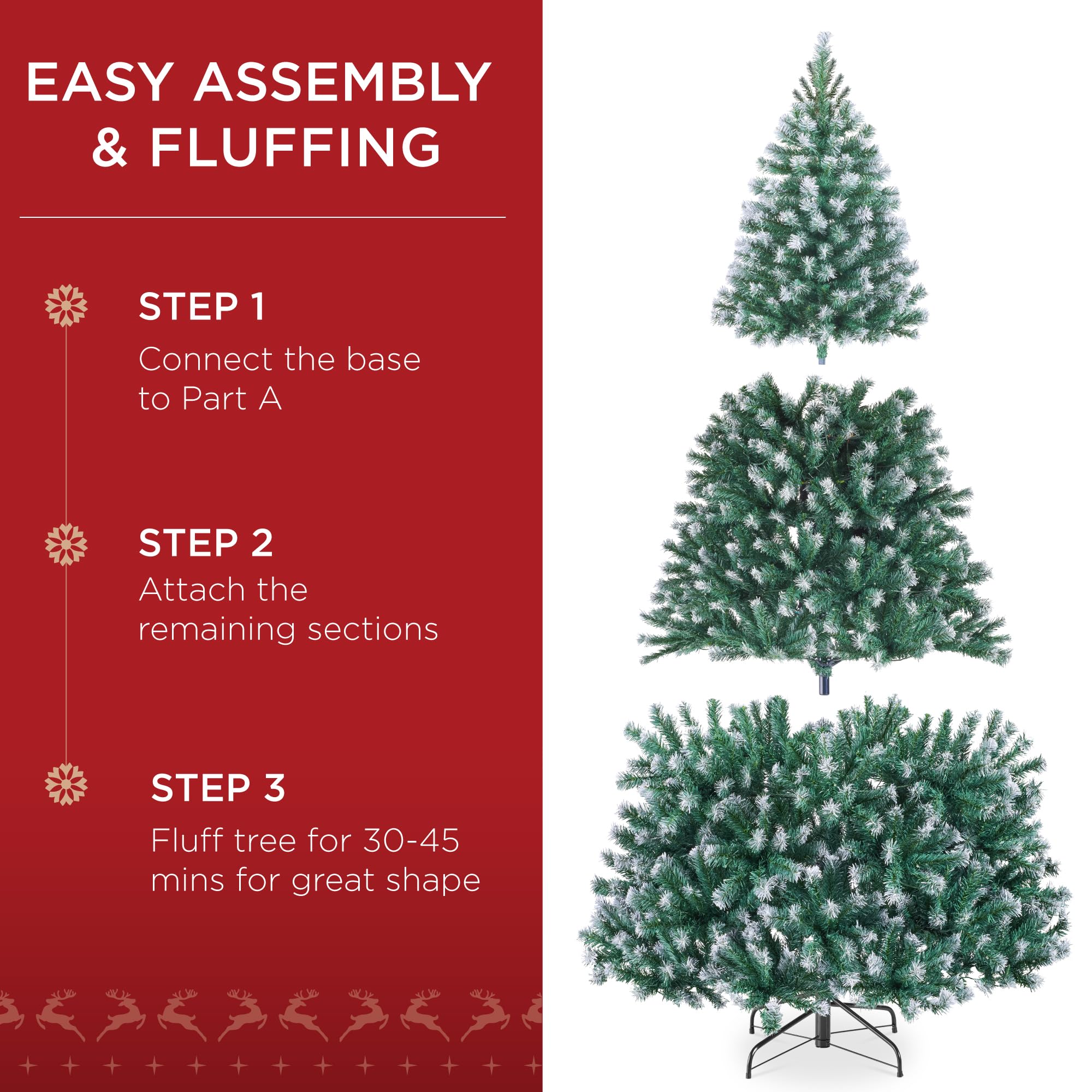 Best Choice Products Artificial Christmas Tree, 7.5ft Premium Unlit Realistic Spruce Holiday Décor w/Dense Branches, Easy Assembly, Metal Base