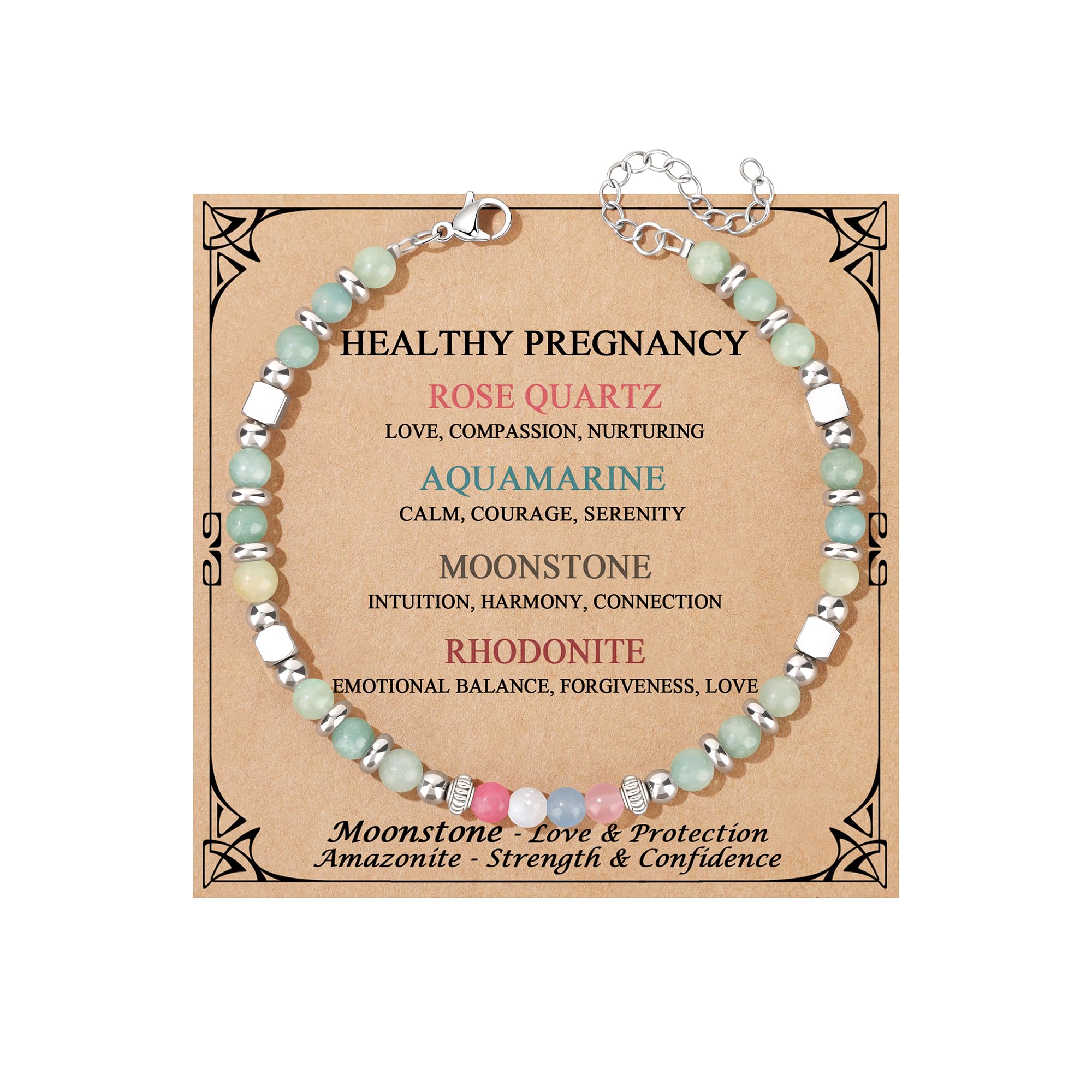 JoycuFF 𝗚𝗶𝗳𝘁𝘀 𝗳𝗼𝗿 𝗪𝗼𝗺𝗲𝗻 𝗠𝗼𝗼𝗻𝘀𝘁𝗼𝗻𝗲 𝗕𝗿𝗮𝗰𝗲𝗹𝗲𝘁 Amazonite Colorful Imperial Jasper Stainless Steel Beads Bracelets, Graduation Christmas Valentines Mothers Day Birthday Gifts