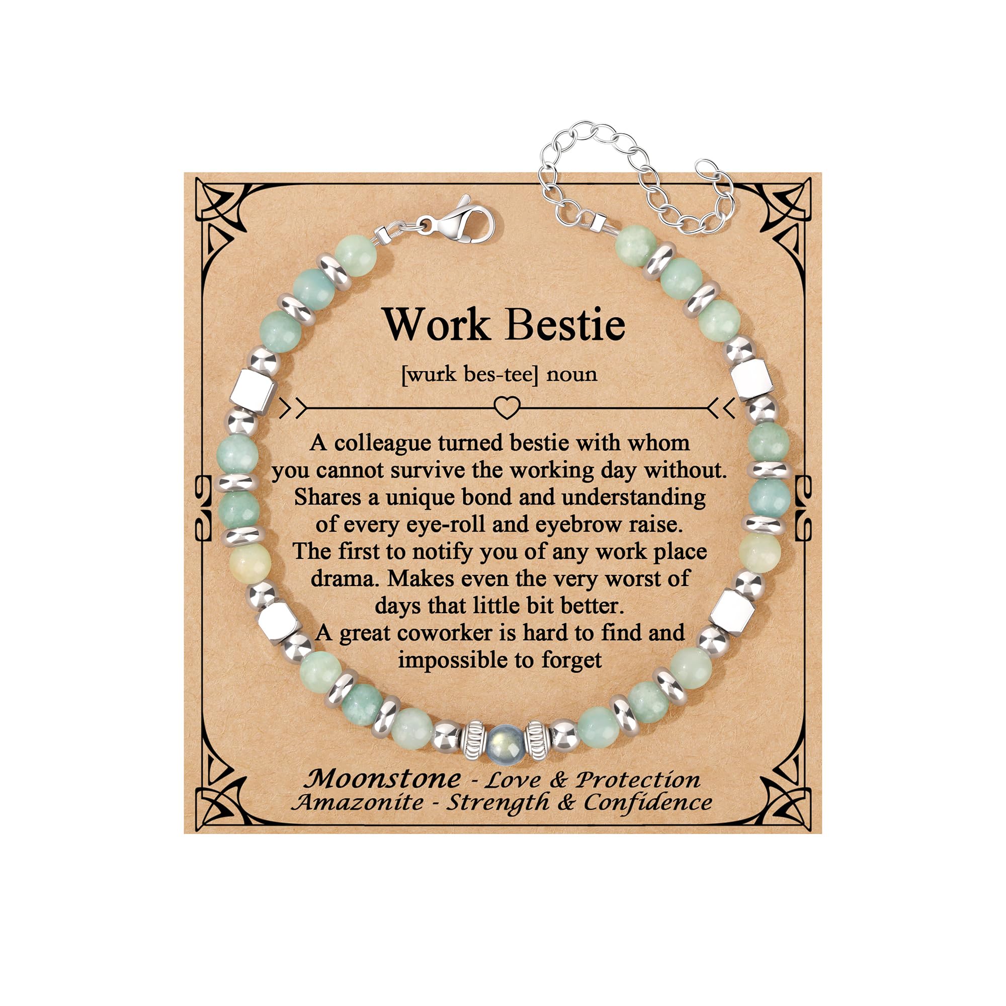 JoycuFF 𝗚𝗶𝗳𝘁𝘀 𝗳𝗼𝗿 𝗪𝗼𝗺𝗲𝗻 𝗠𝗼𝗼𝗻𝘀𝘁𝗼𝗻𝗲 𝗕𝗿𝗮𝗰𝗲𝗹𝗲𝘁 Amazonite Colorful Imperial Jasper Stainless Steel Beads Bracelets, Graduation Christmas Valentines Mothers Day Birthday Gifts