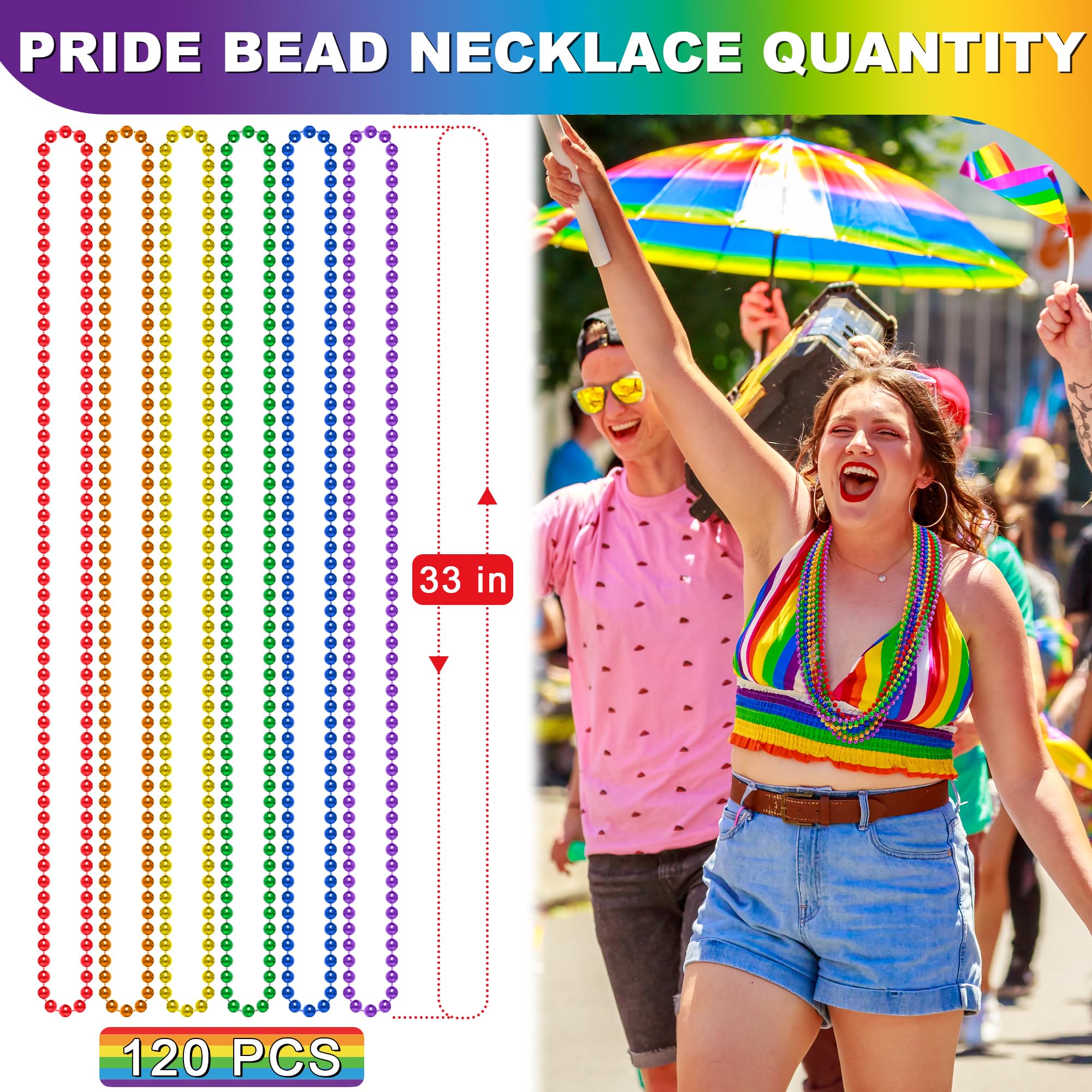 Huskein Mardi Gras Beads, 120 PCS Mardi Gras Accessories, 33 IN Green Bead Necklaces, St Patricks Day Parade Favors Bulk Party Beads Favors for Festival Carnival Decorations