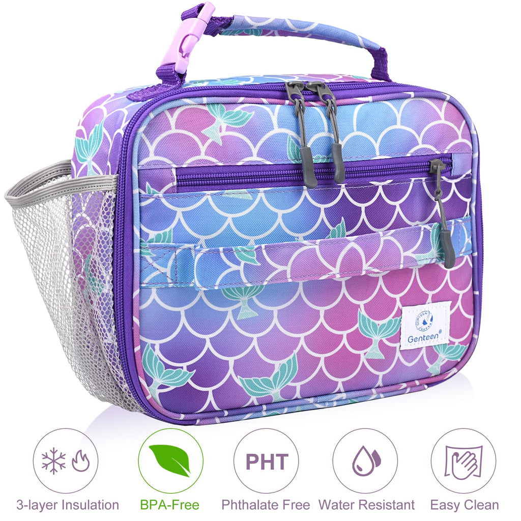 Genteen Lunch Box Kids, Insulated Lunch Bag Kids Boys Girls Back to School, Soft Lunch Box for Men Reusable Lunchbox for Office,Outdoor,School (Black)