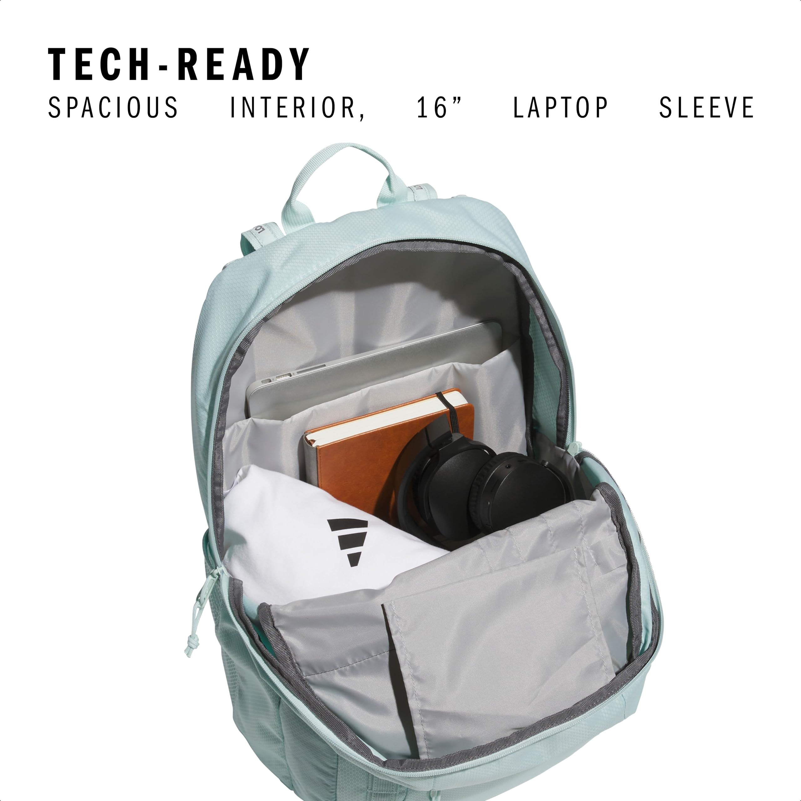 adidas Excel 7 School Backpack for Laptop, Gym and Travel, 34L, Twill White/Black/7.5, OSFA