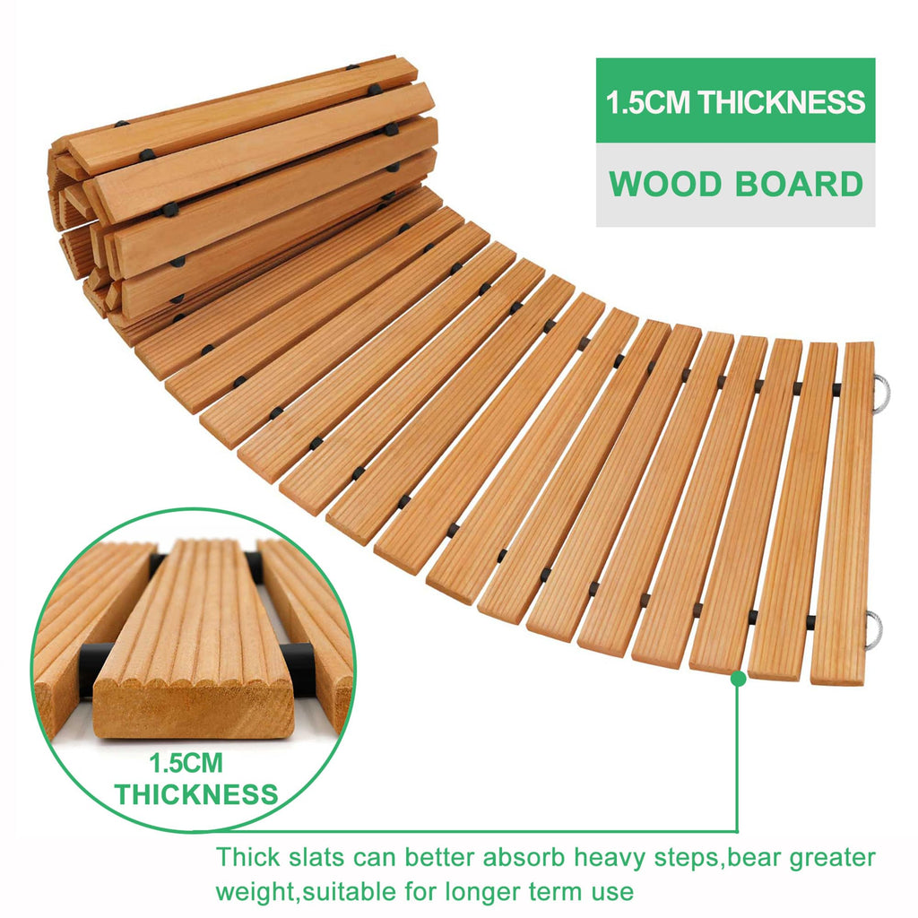 RELIANCER 8' Wooden Garden Pathway,Outdoor Roll Out Cedar Straight Walkway,Patio Path Decorative Garden Boardwalk Walkways,Weather-Resistant Roll Up Beach Wood Road Floor,Wedding Party Pathways