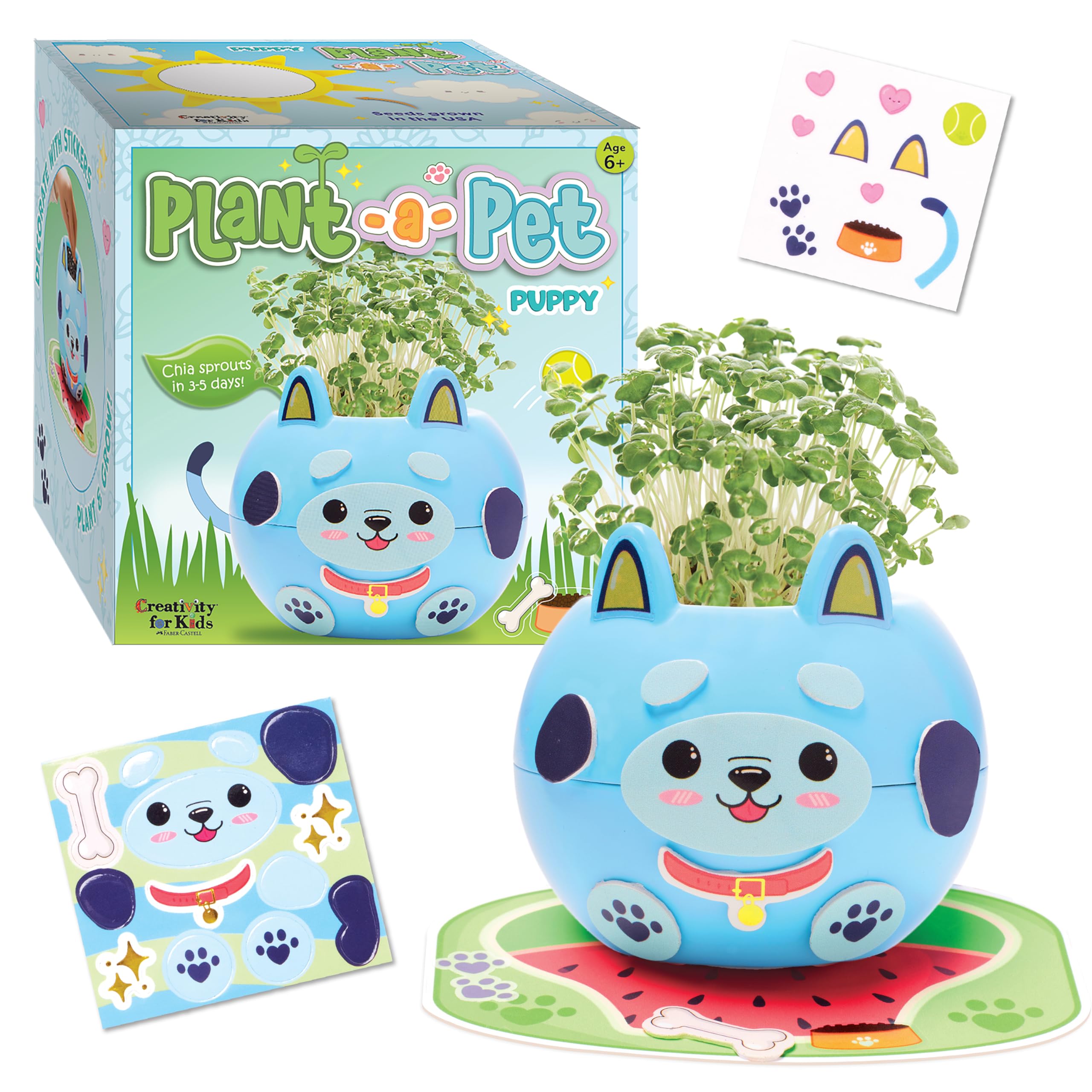 Creativity for Kids Plant-A-Pet: Kitty - Arts and Crafts for Kids, Mini Gifts for Girls and Screen Free Summer Fun for Kids, Chia Seed Plant Pet (Ages 6+)