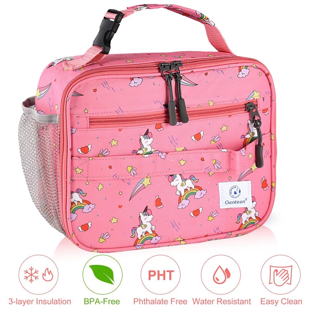 Genteen Lunch Box Kids, Insulated Lunch Bag Kids Boys Girls Back to School, Soft Lunch Box for Men Reusable Lunchbox for Office,Outdoor,School (Black)