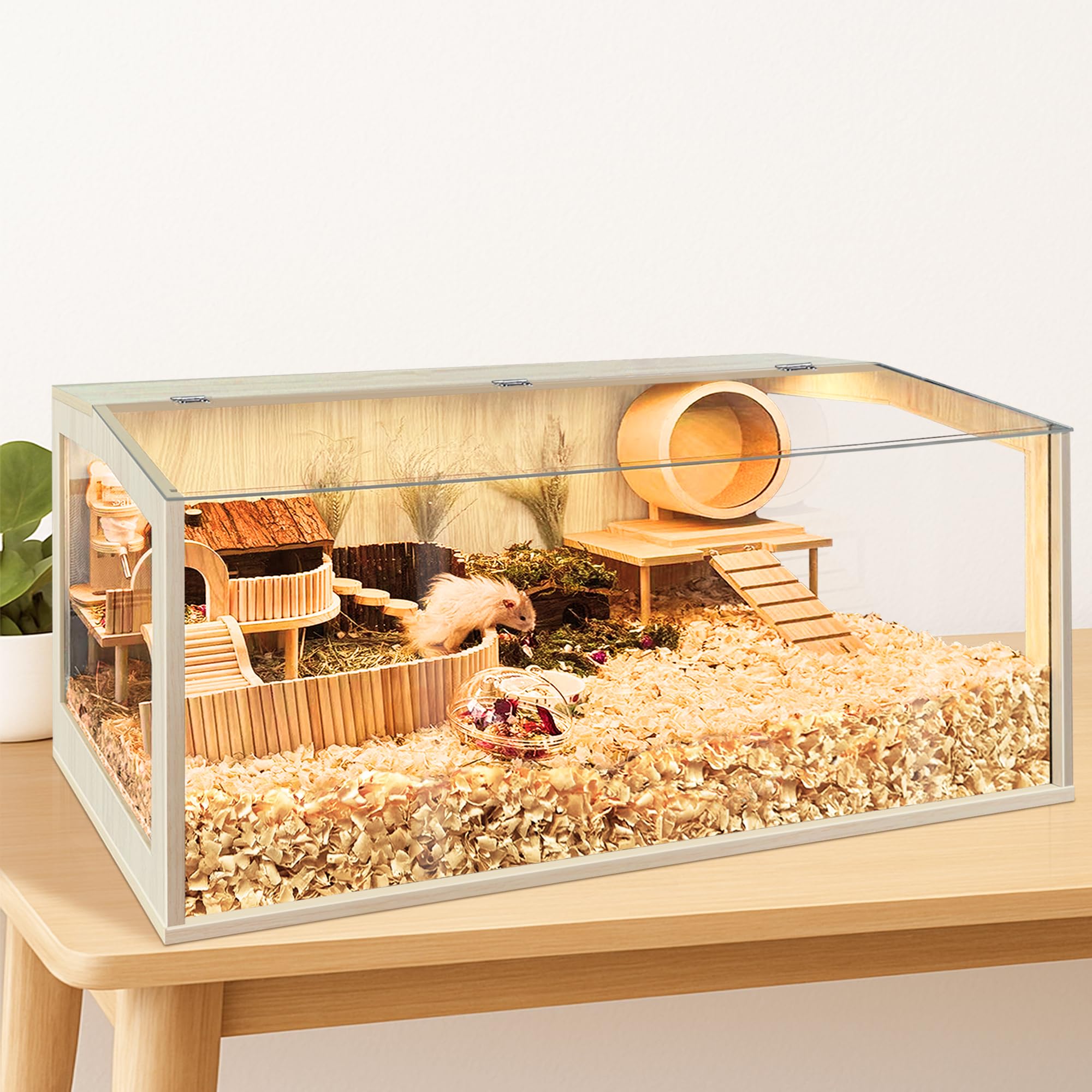 Hamster Cage Chewproof, Large Hamster Cages and Habitats, Openable Top with Acrylic Sheets, Solid Built