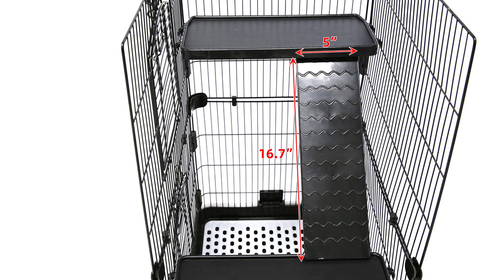 Homey Pet 3 Levels Chinchilla Ferret Pet Crate Small Animals Cages for Rat, Hamster, Guinea Pig, Squirrel, Include Caster Tray and Urine Guard (Black)