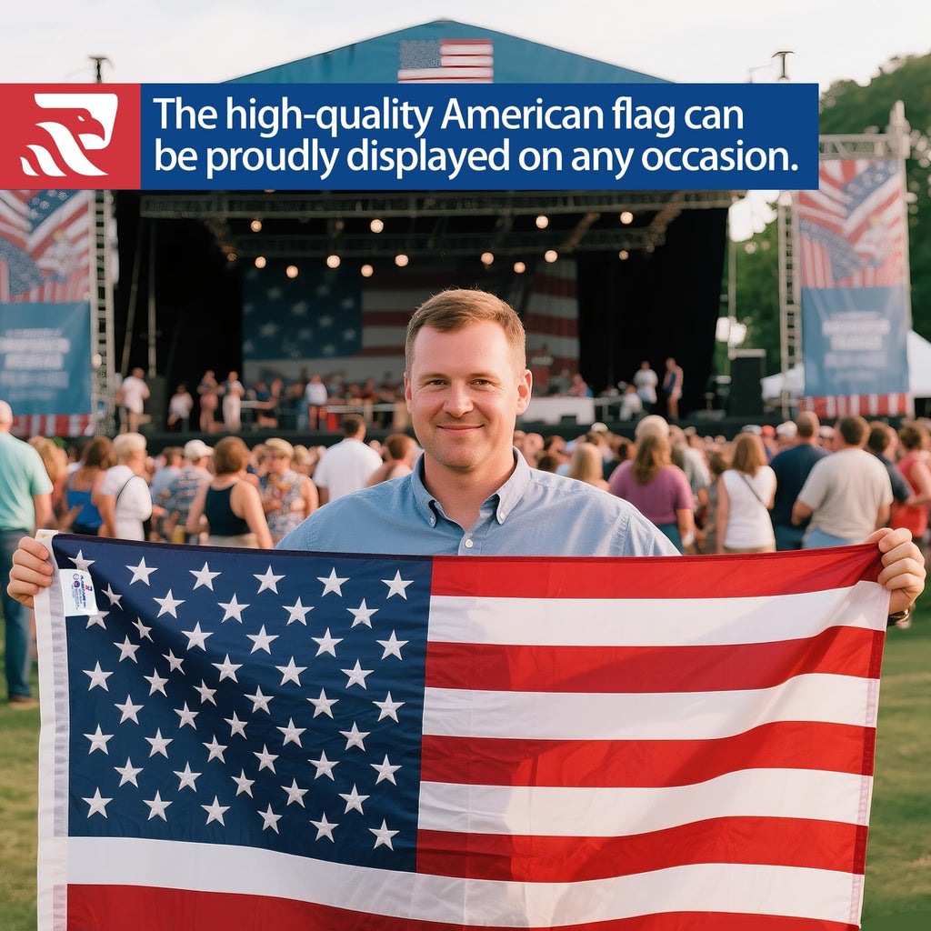 American Flag Durable Nylon 3x5 Ft Outdoor Heavy Duty,100% Nylon fabric made in the USA ,Longest Lasting Non Fading American Flags for Outside 3x5,Waterproof Embroidered American Flag, All Weather US Flags Use Outdoor High Wind,Tear Proof America Flag Sew