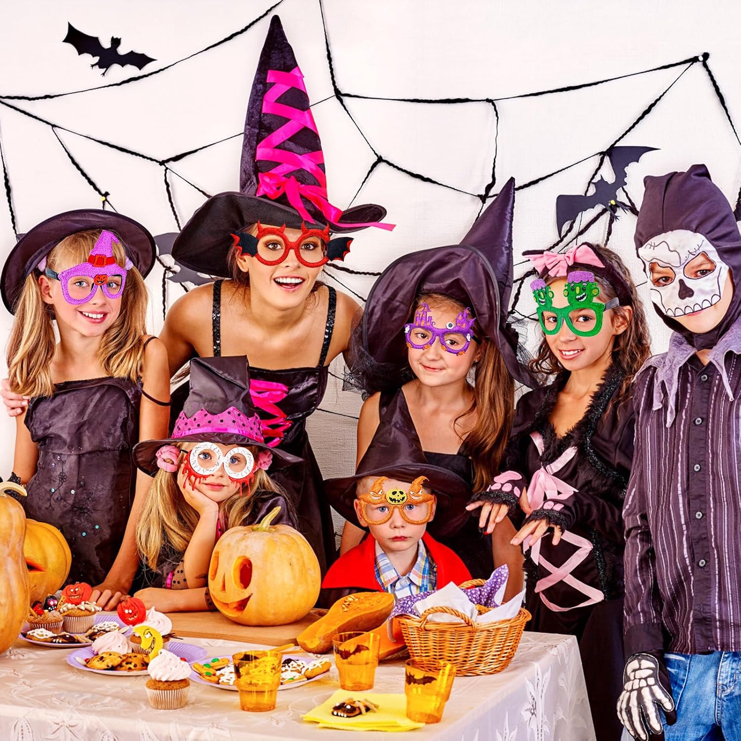 Max Fun 36Pcs Halloween Glasses Glitter Halloween Party Glasses Halloween Party Favors Eyeglasses for Kids and Adults Halloween Party Decorations