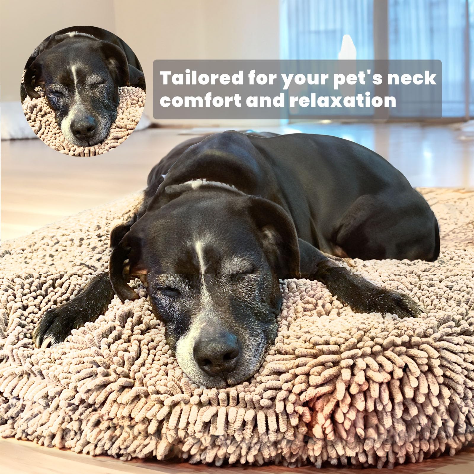 Muddy Mat® Cloud K-9 Bed for Dogs & Cats, Soft & Relaxing Donut Dog Bed, Chenille Material, Removable Cover, Washable & Dryer Safe–Black Small(25'x25')