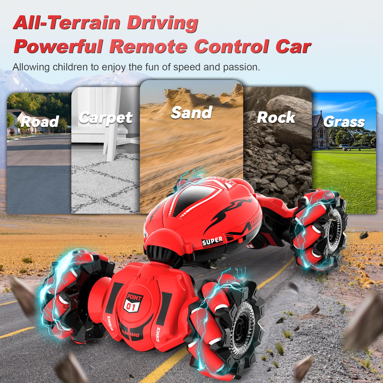 Fosgoit Gesture Sensing RC Stunt Car - Toys for 6-12 Years Old Boys Girls, 4WD Remote Control Car, Hand Controlled Car with Lights Music, Cool Birthday Gifts for Kids Age 6 7 8 9 10 11 12 Years Old