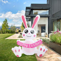 IHGYT 5 Ft Inflatable Easter Bunny in Magic Hat Yard Decoration, Cute Wizard Rabbit Popping Out of Top Hat with LED Lights, Blow Up Lawn Decor for Easter, Birthday Party, Indoor Outdoor Home Garden