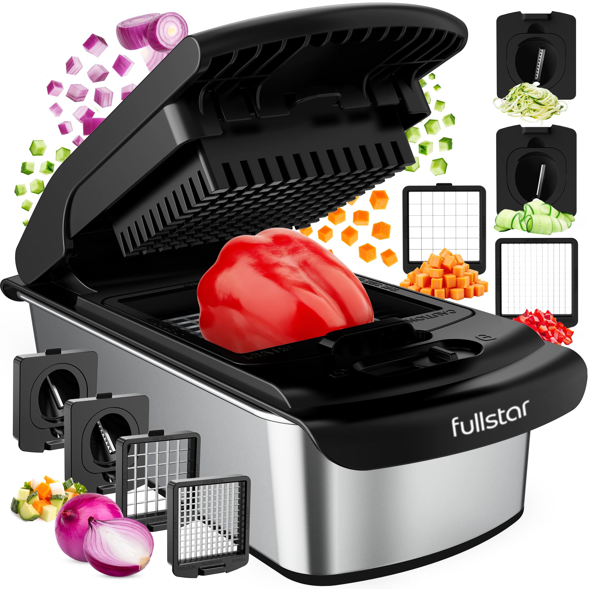Fullstar The Original Pro Chopper - Vegetable Chopper and Spiralizer, Food Chopper with Container, Fruit Slicer, Kitchen Gadgets & Gifts, Home Essentials (4 in 1, White)