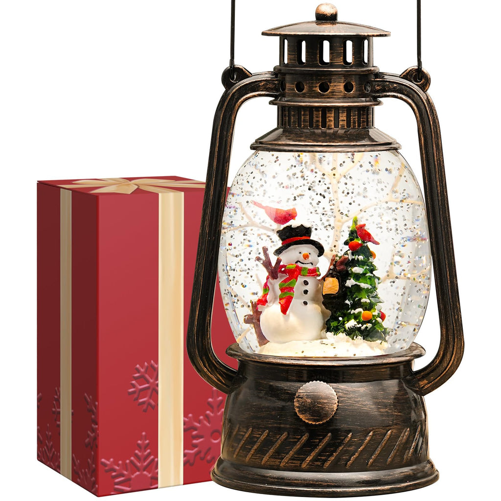 Snow Globe Christmas Decorations Indoor, Santa Claus Lighted Musical Christmas Snow Globes Lantern with Glitter & 6H Timer, Santa Claus Christmas Decorations for Home