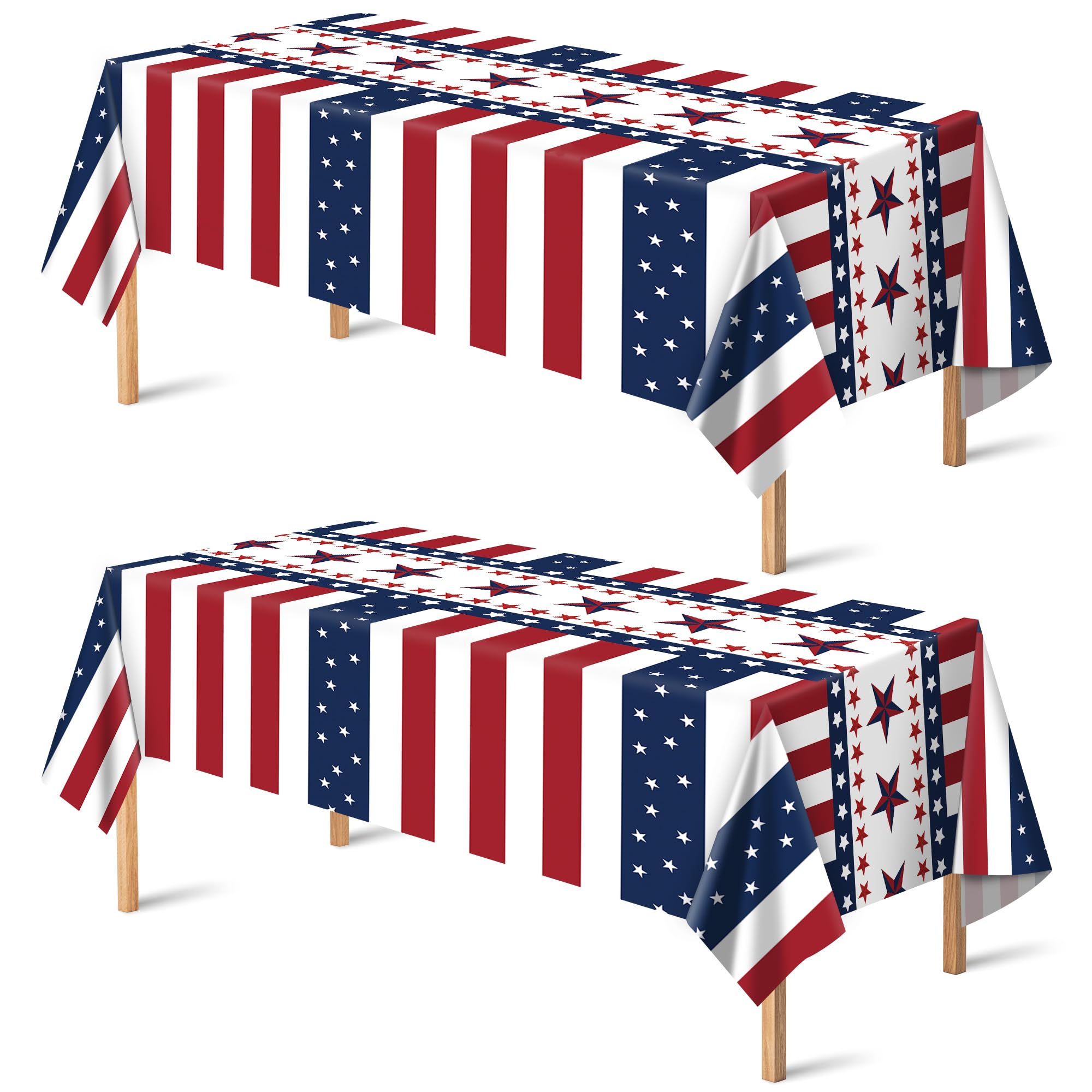 OHOME 4th of July Decorations - Red White and Blue Tablecloth for 250th Anniversary American USA Merchandise - Fourth of July Accessories for Home Outdoor | Patriotic American Flag Party Favors,2 Pack