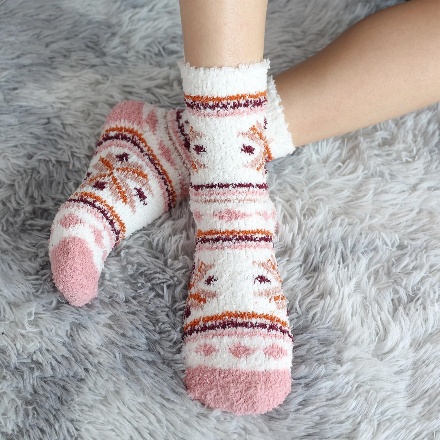 Plush Fuzzy Socks for Women Fluffy Cozy Slipper Socks Fall Thanksgiving Birthday Gifts for Her