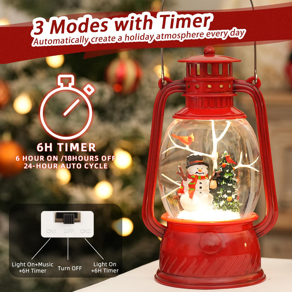 Snow Globe Christmas Decorations Indoor, Santa Claus Lighted Musical Christmas Snow Globes Lantern with Glitter & 6H Timer, Santa Claus Christmas Decorations for Home