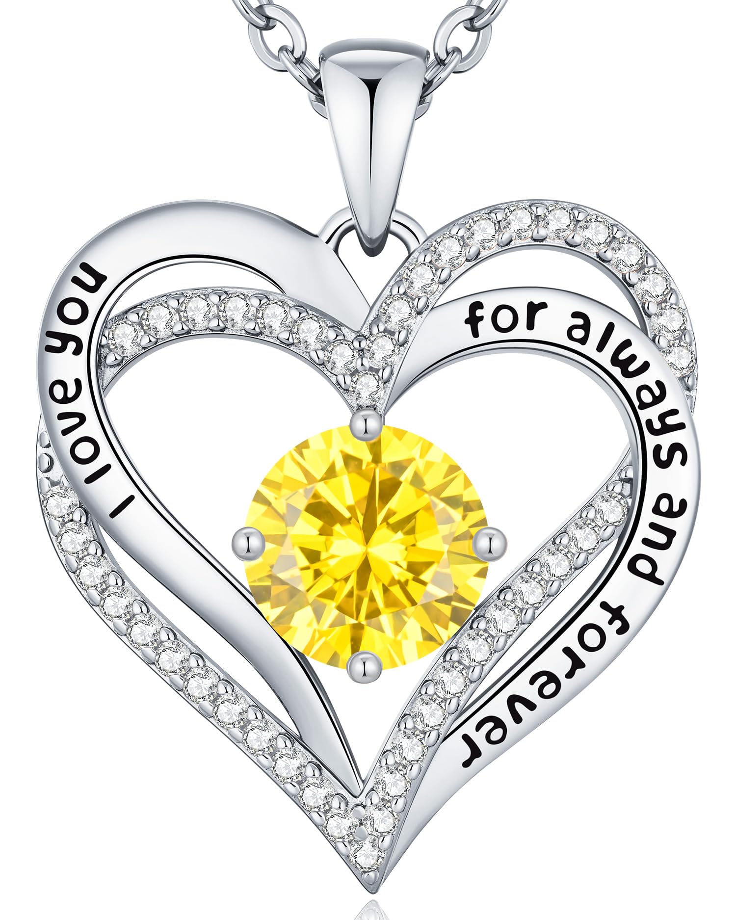 CDE Forever Love Heart Necklaces for Women, Wedding Anniversary, Valentine's，Birthday Mothers Christmas Day Gifts for Mom, Mother, Wife, S925 Silver Jewelry with Birthstone Pendant