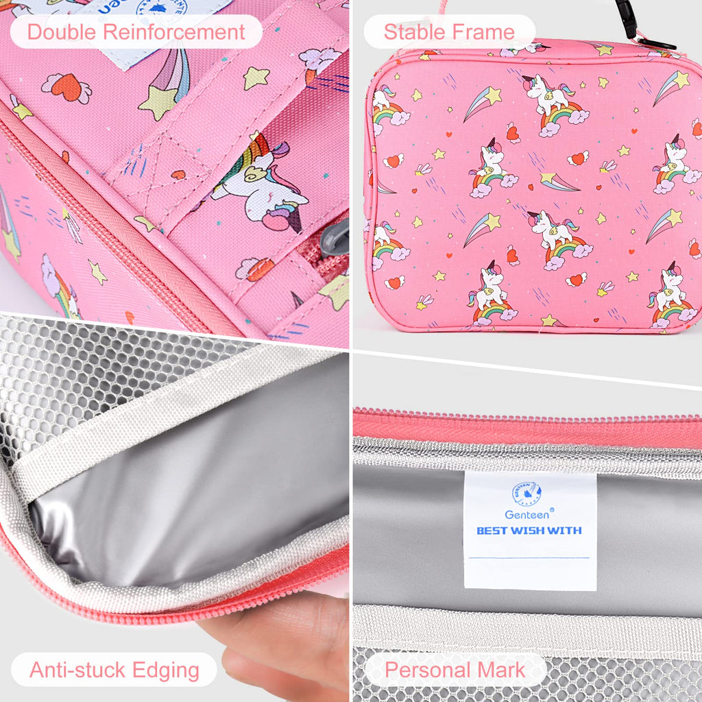 Genteen Lunch Box Kids, Insulated Lunch Bag Kids Boys Girls Back to School, Soft Lunch Box for Men Reusable Lunchbox for Office,Outdoor,School (Black)