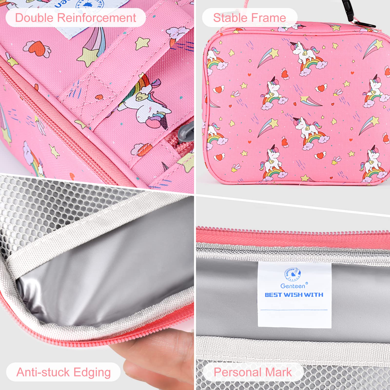Genteen Lunch Box Kids, Insulated Lunch Bag Kids Boys Girls Back to School, Soft Lunch Box for Men Reusable Lunchbox for Office,Outdoor,School (Black)